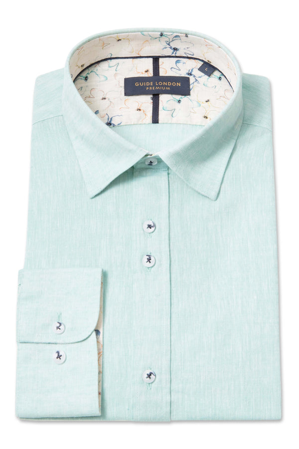 Guide London Linen Blend Turquopise Shirt