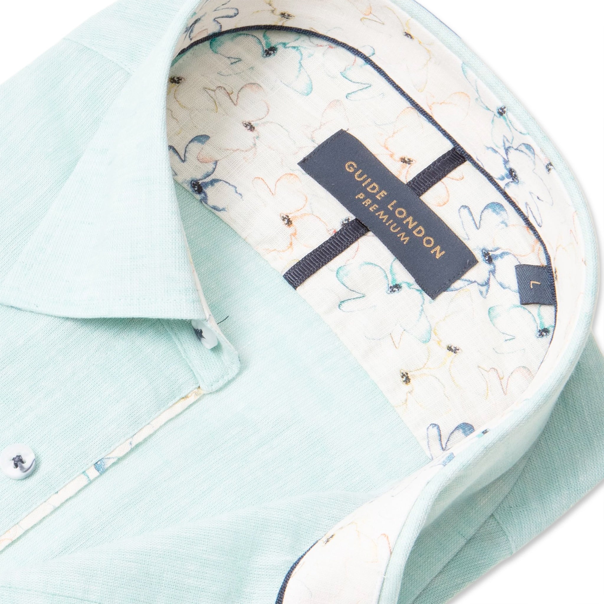 Guide London Linen Blend Turquopise Shirt