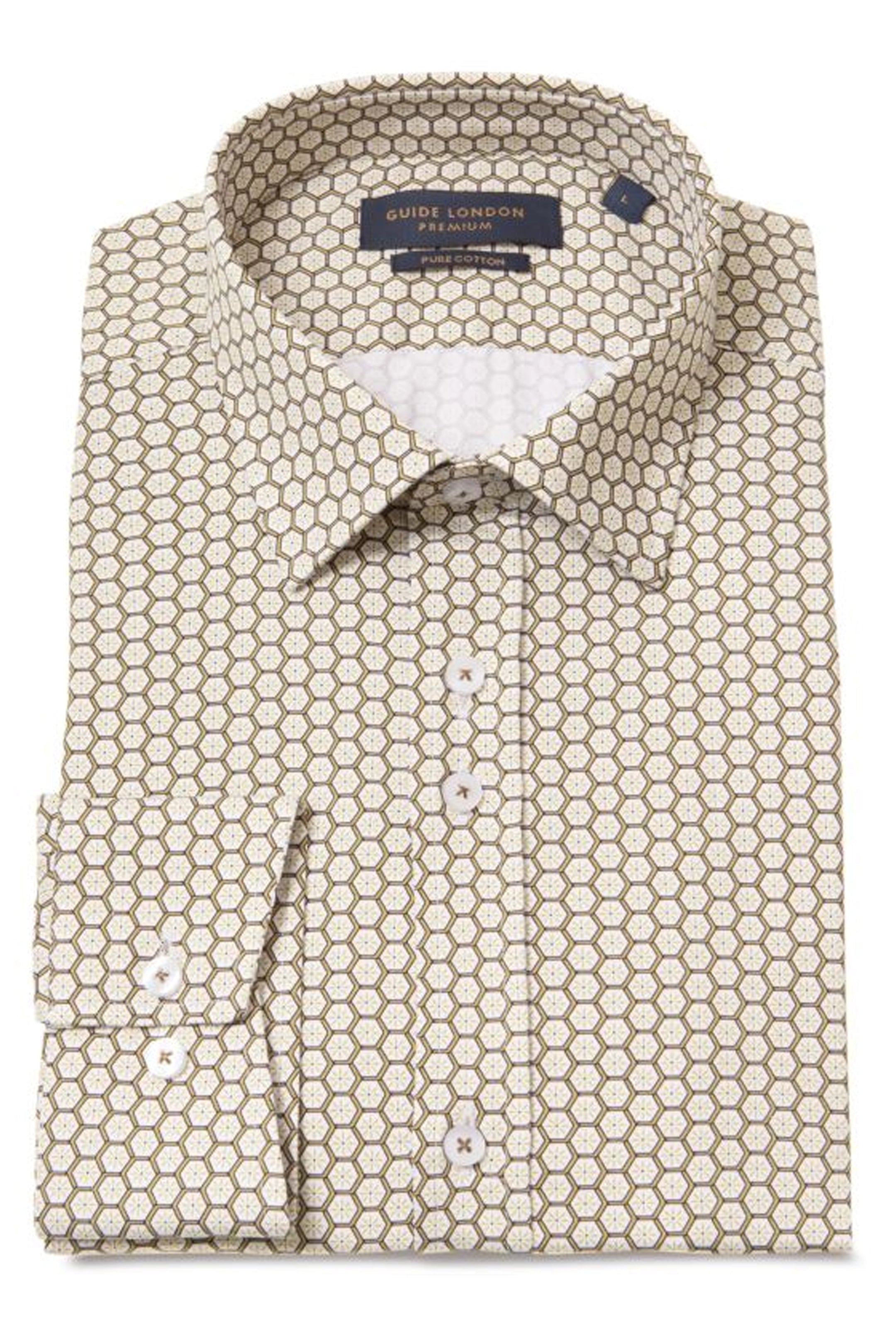 Guide London Sage & White Geometric Print Shirt