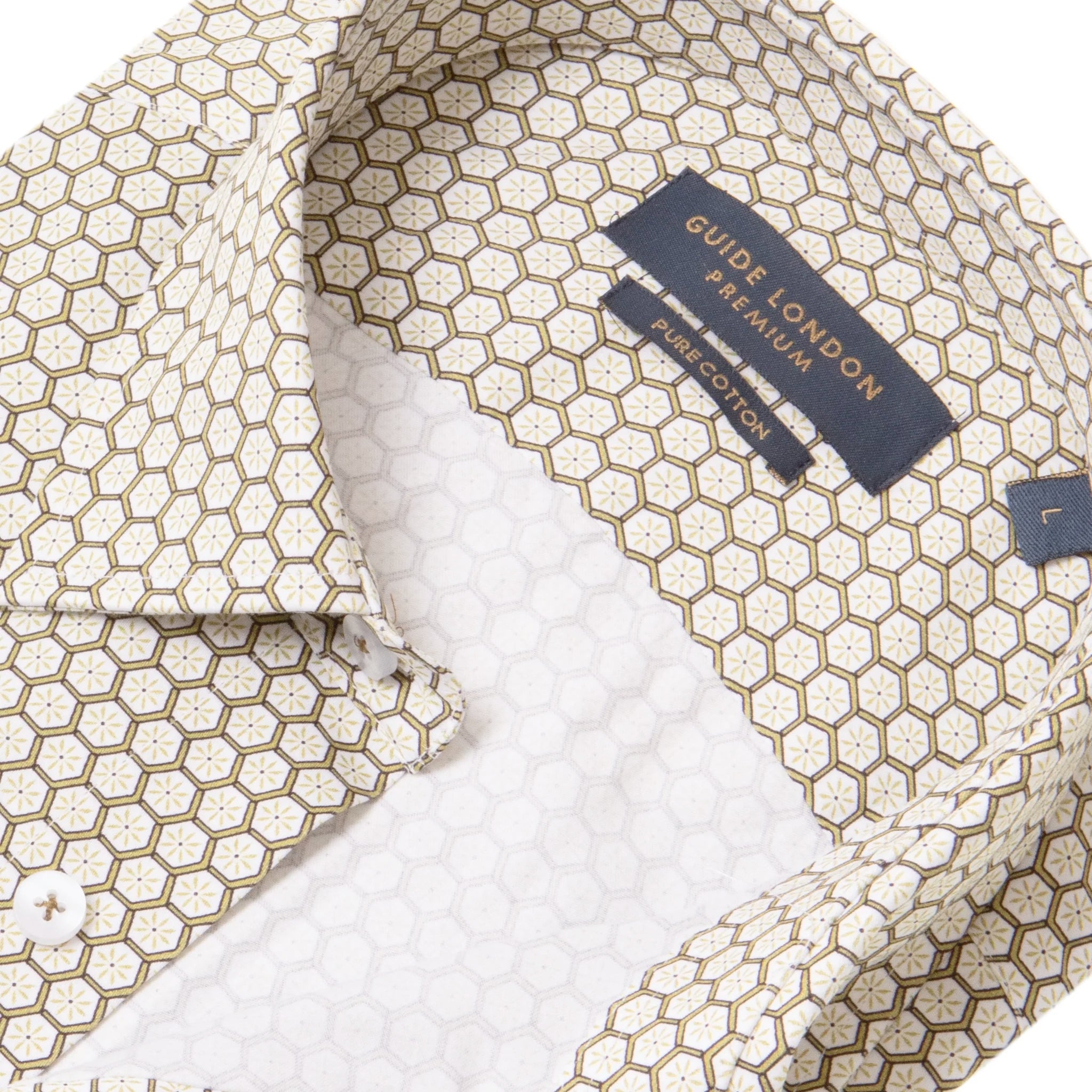 Guide London Sage & White Geometric Print Shirt