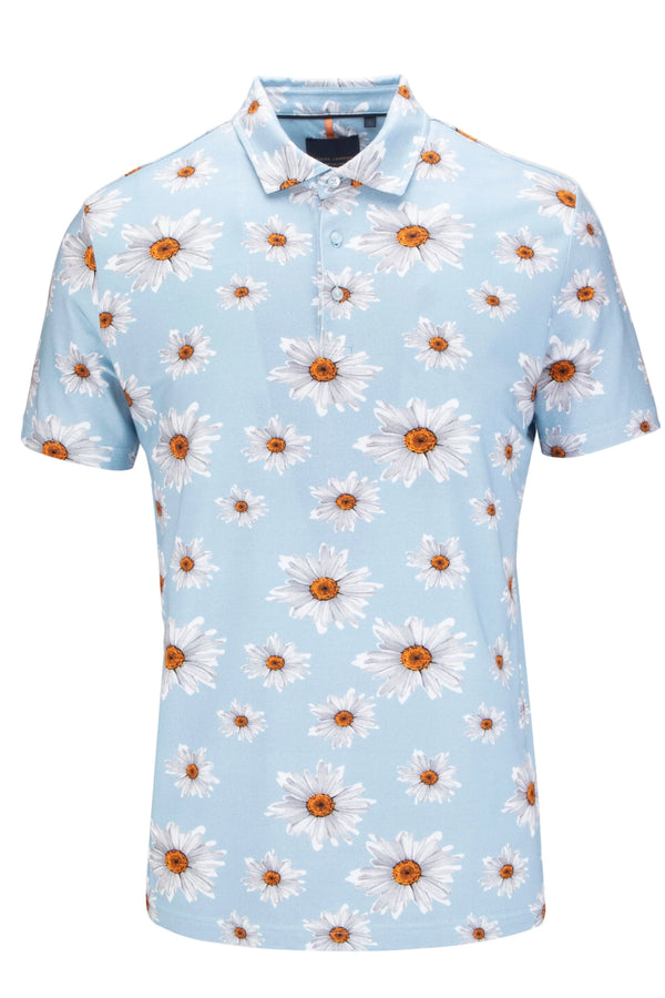 Guide London Light Blue Daisy Polo Shirt