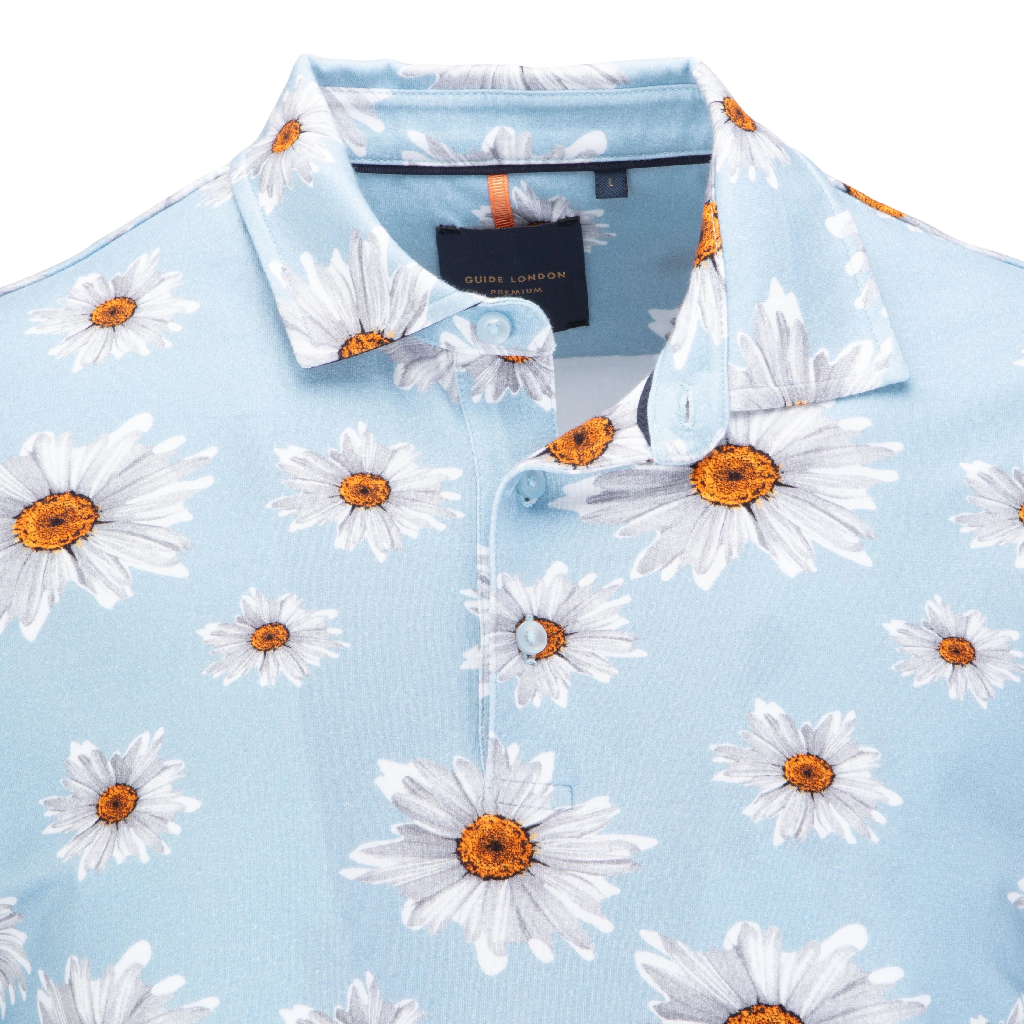Guide London Light Blue Daisy Polo Shirt