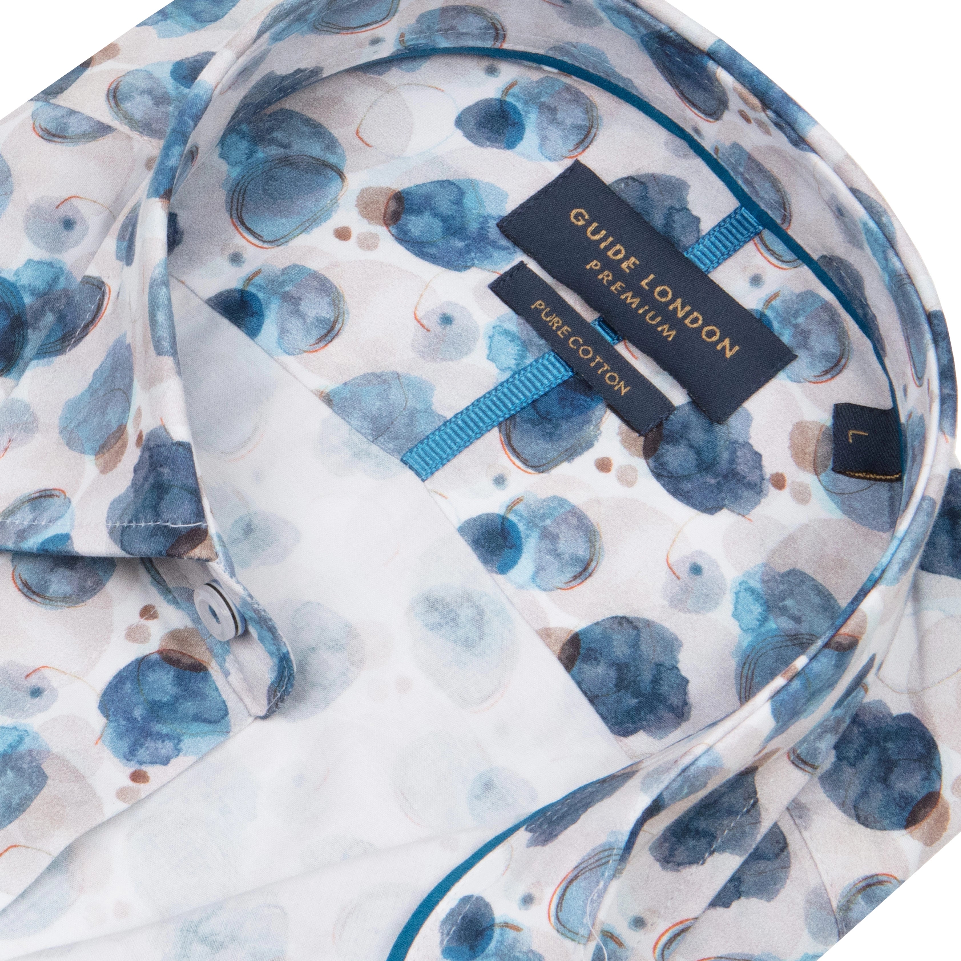 Guide London Blue Pebble Watercolour Short Sleeve Shirt