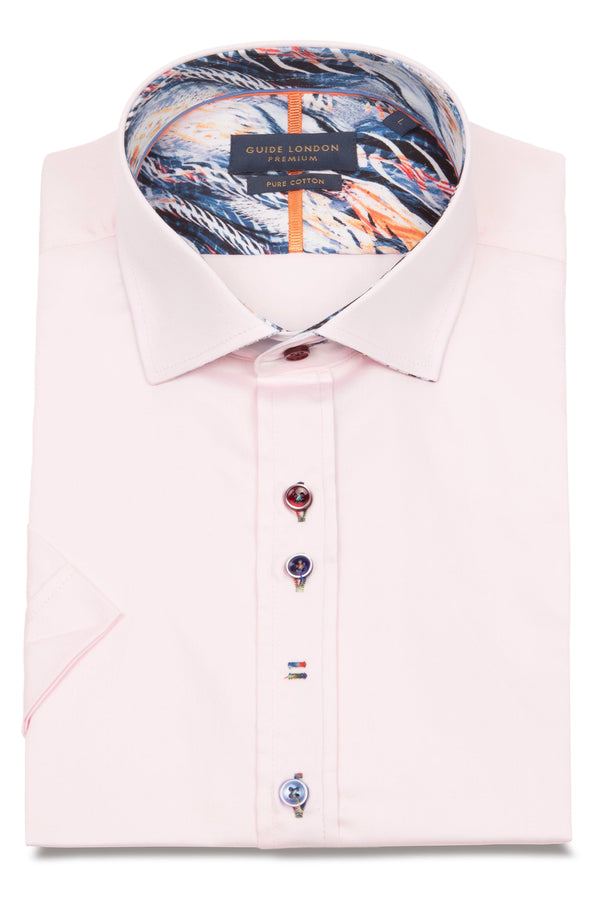 Guide London Casual Coolness Pink Short Sleeve Shirt
