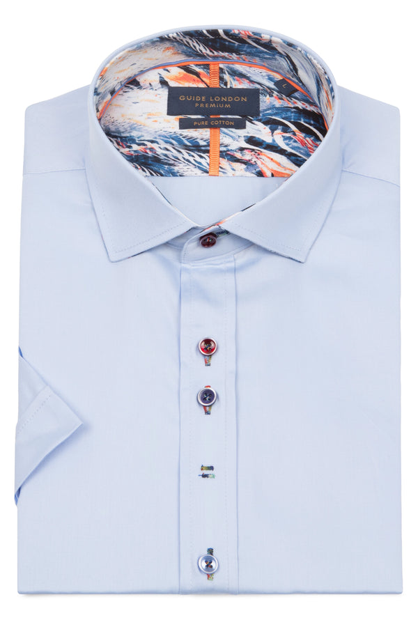 Guide London Casual Coolness Sky Short Sleeve Shirt