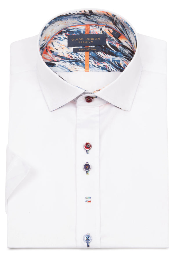 Guide London Casual Coolness White Short Sleeve Shirt