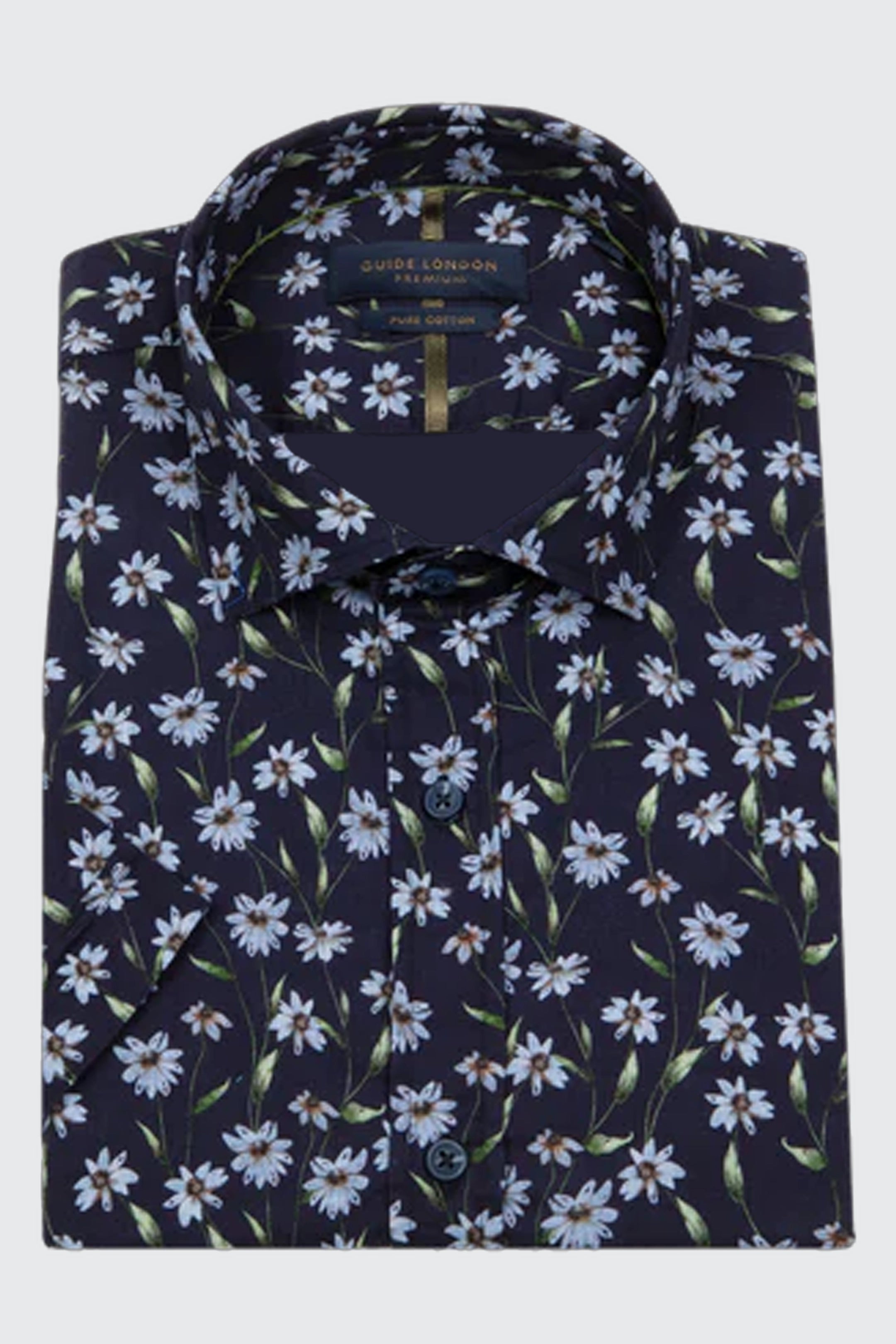 Guide London Daisy Print Short Sleeve Shirt