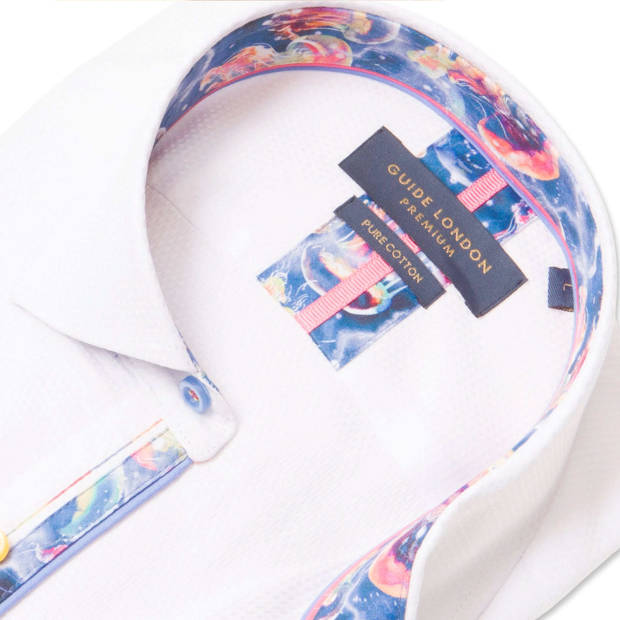 Guide London Textured White Short Sleeve Shirt