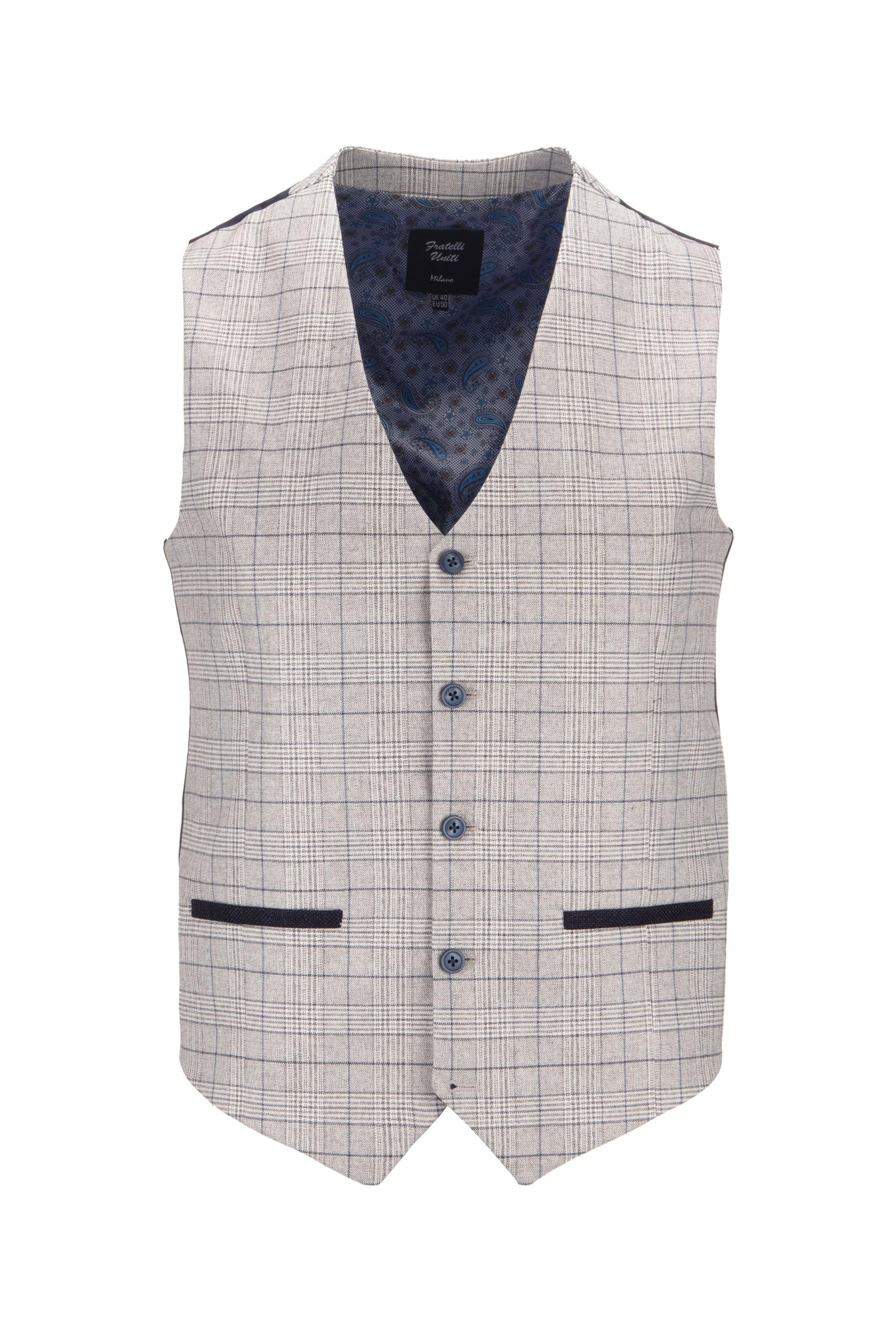 Stone Multi-Checked 3 Piece Suit