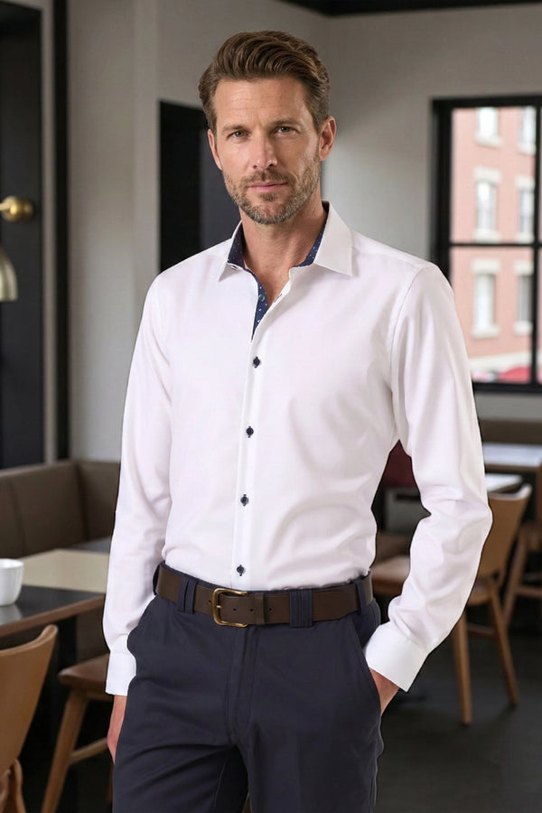 Luc Brevet Premium White with Blue Detail Shirt