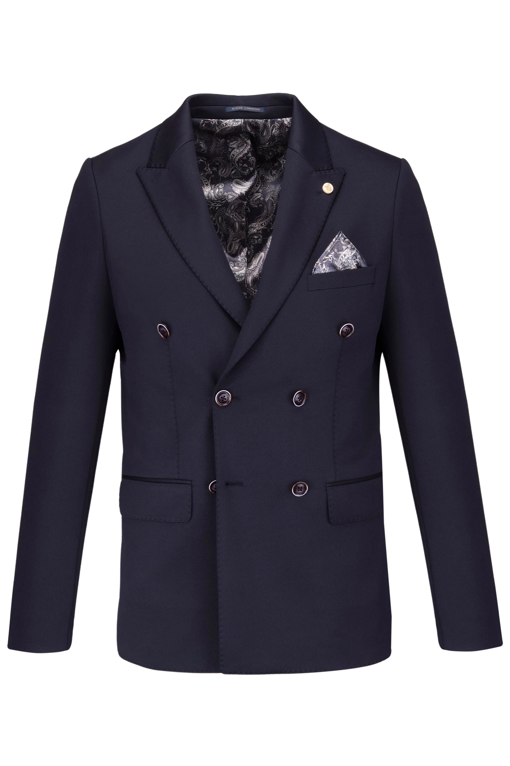 Guide London Navy Double-Breasted 2 Piece Suit