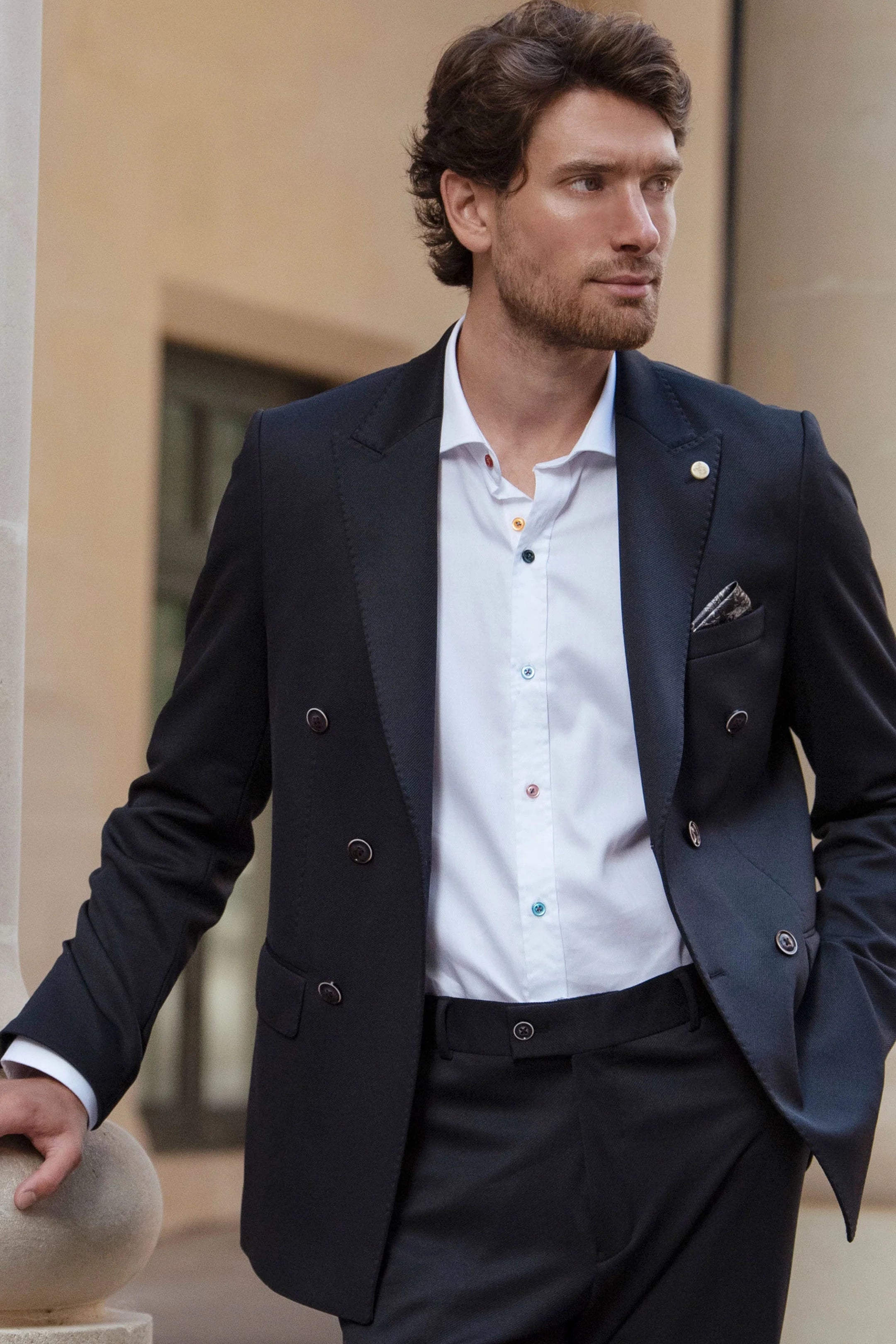 Guide London Navy Double-Breasted 2 Piece Suit