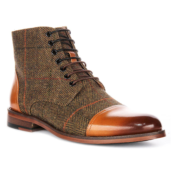 Allen Ankle Boots in Brown Check