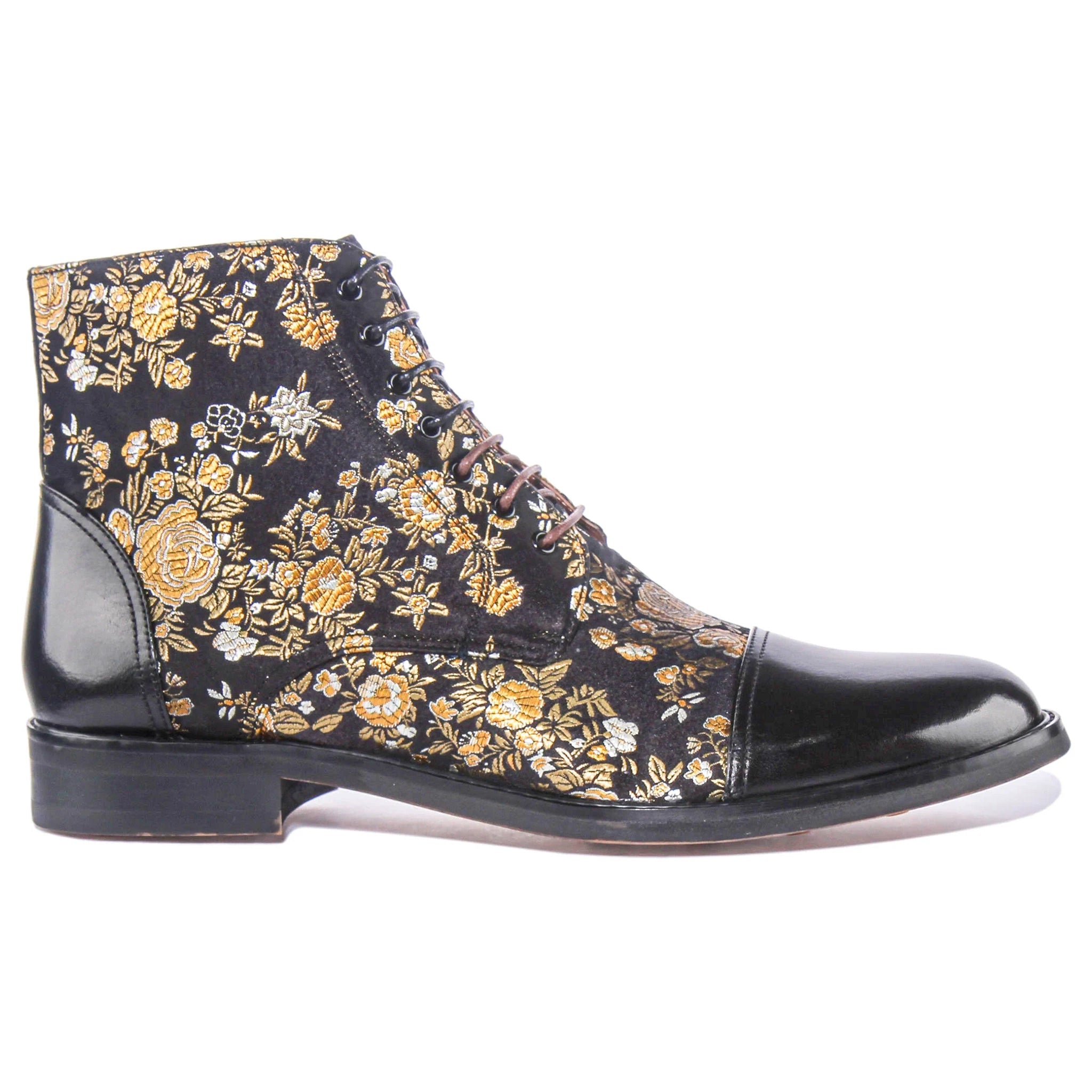 Adam Floral Ankle Boots in Black