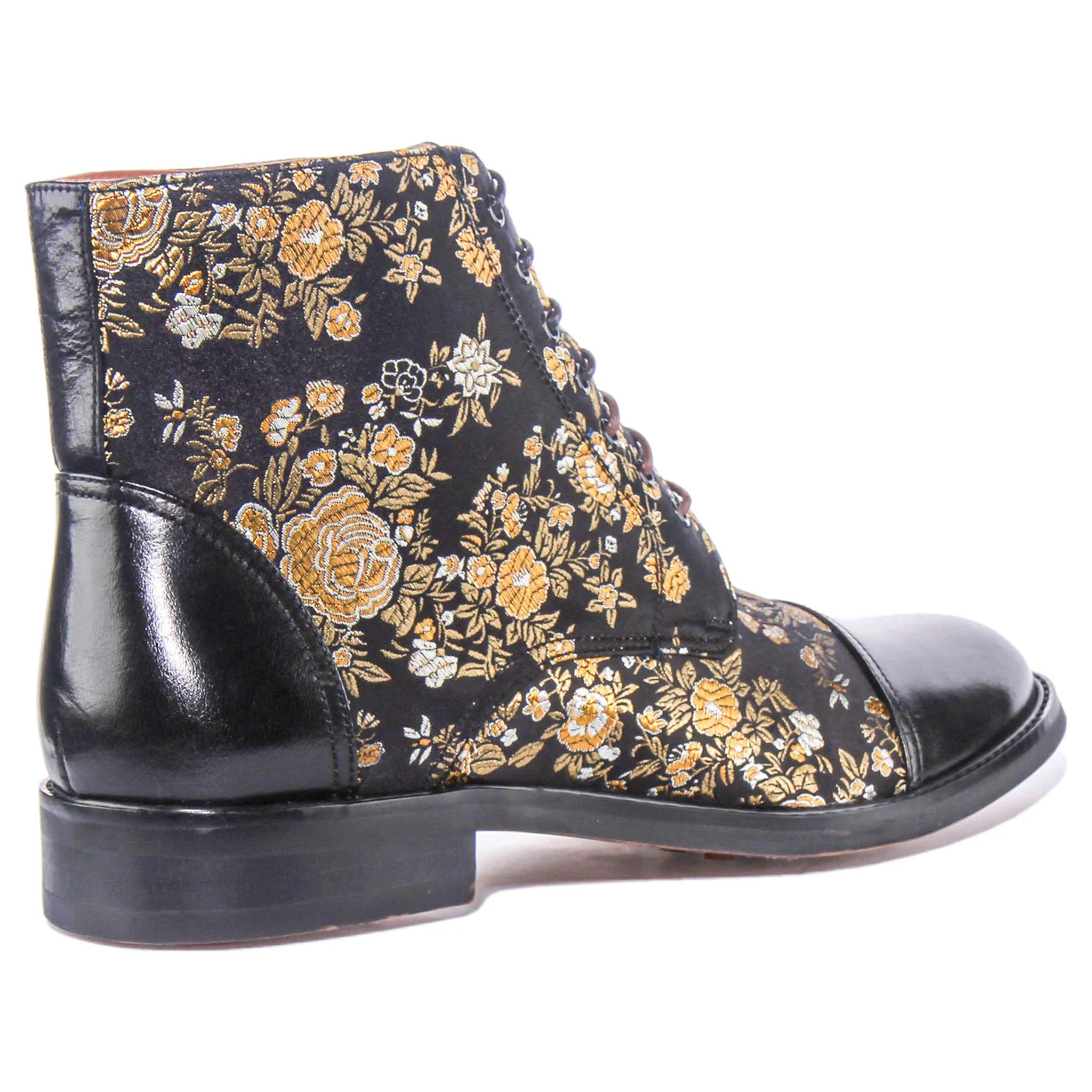 Adam Floral Ankle Boots in Black