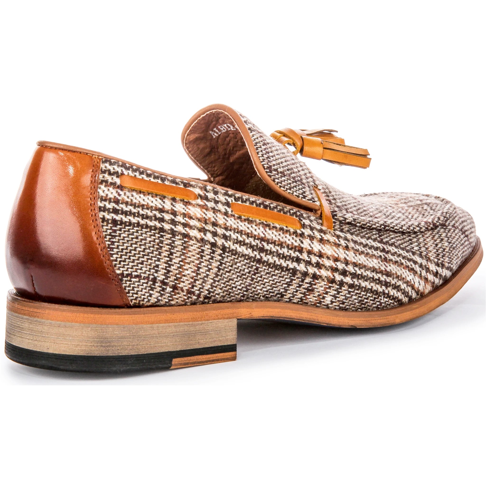 Albie Fabric Brown Beige Check Loafers
