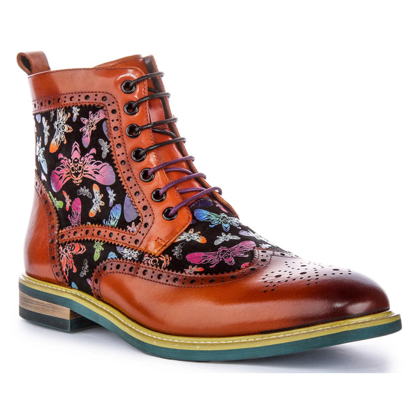 Hi Kennedy Multi-Colour Print Boots In Brown