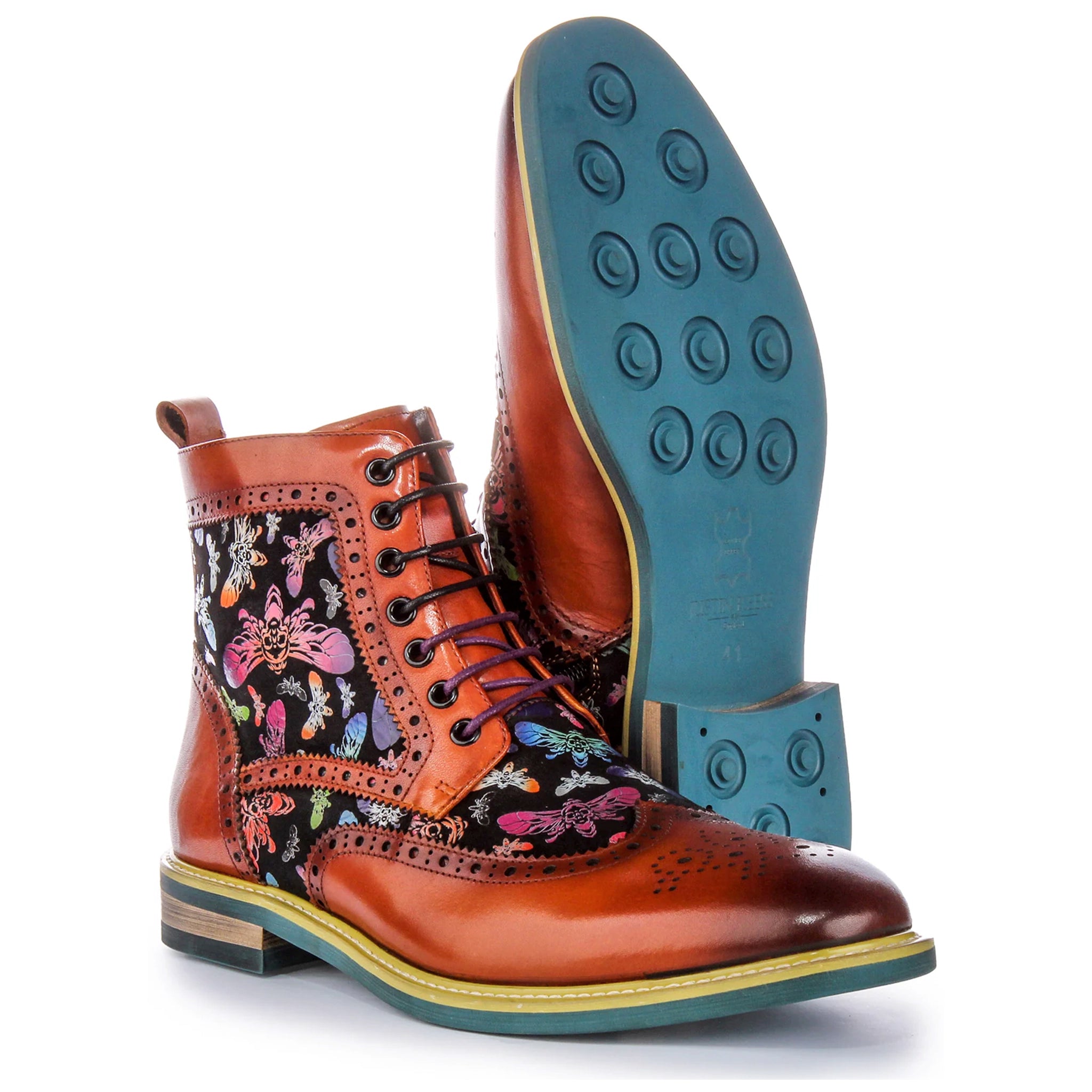 Hi Kennedy Multi-Colour Print Boots In Brown