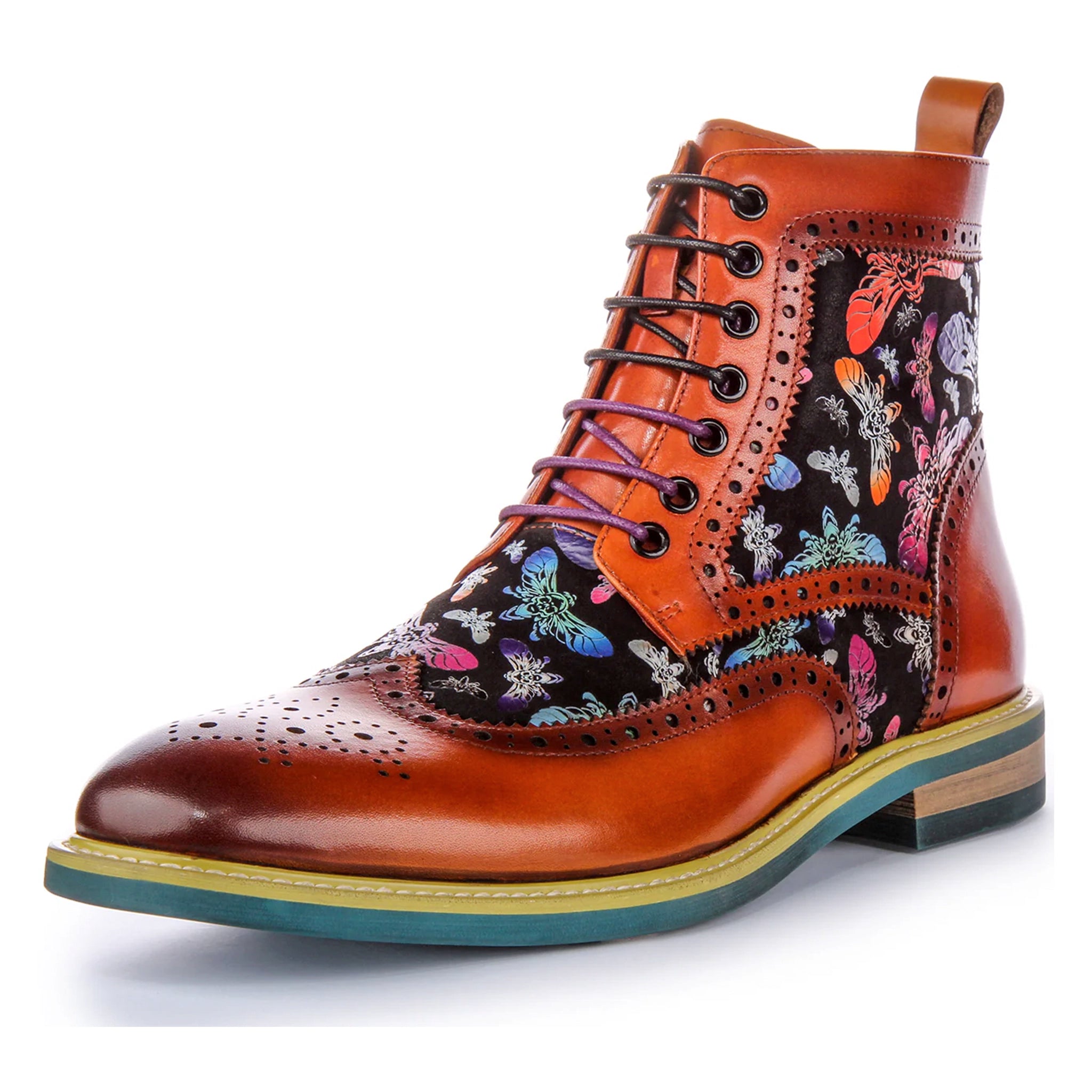 Hi Kennedy Multi-Colour Print Boots In Brown