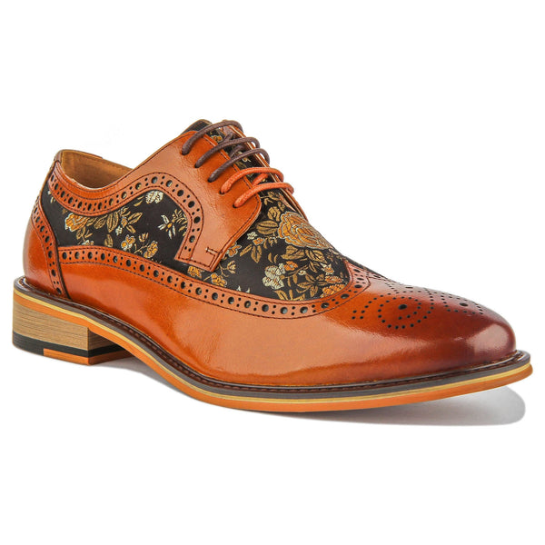 Ross Brogue Shoes in Brown Floral