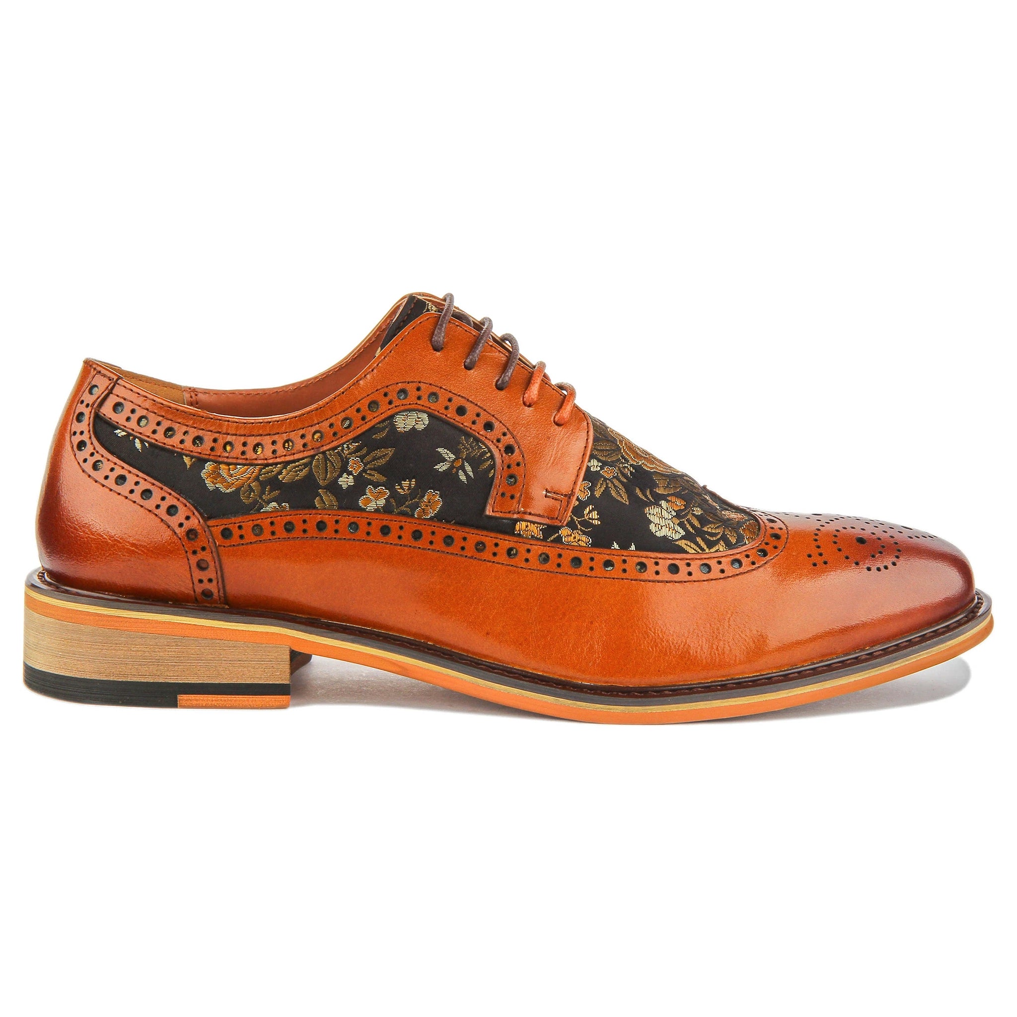 Ross Brogue Shoes in Brown Floral