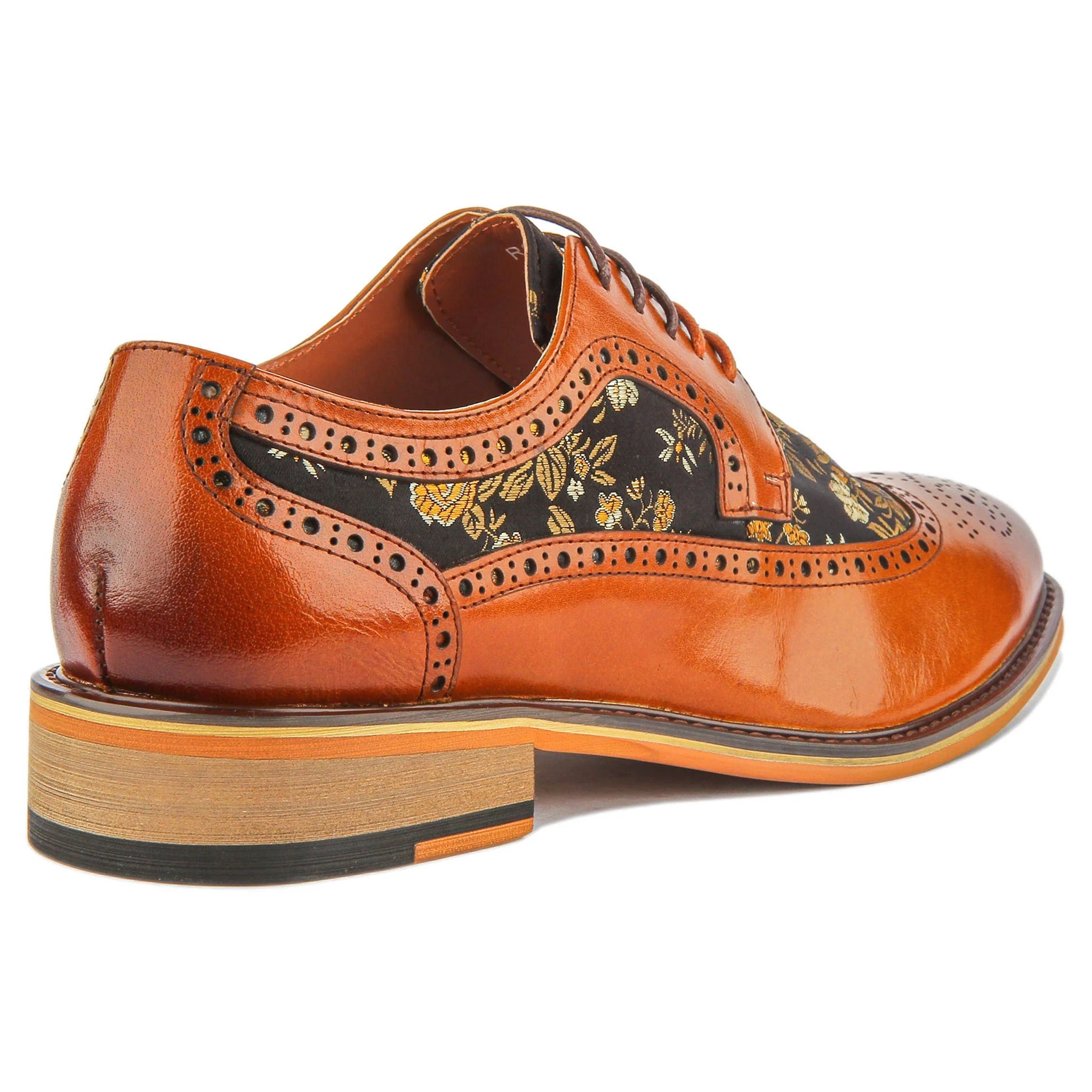 Ross Brogue Shoes in Brown Floral