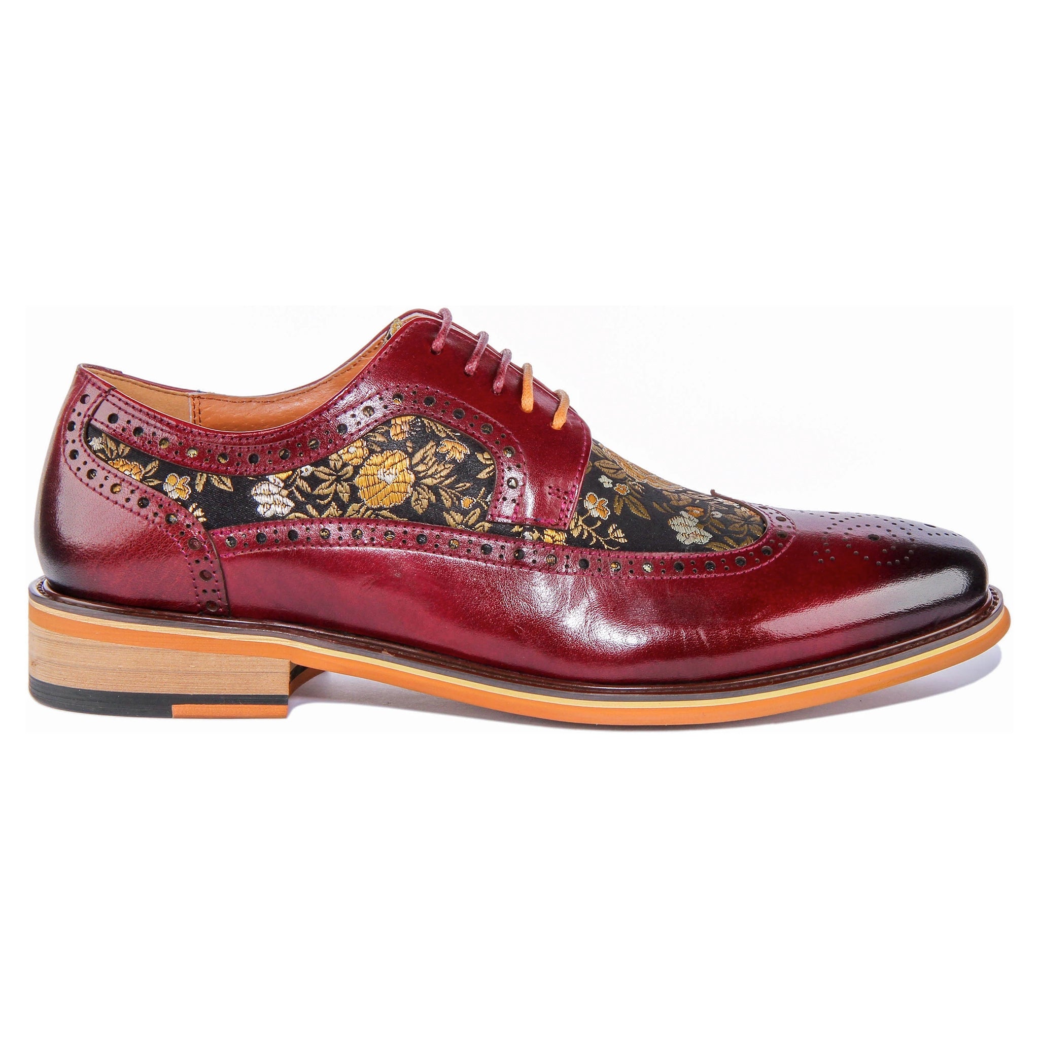 Ross Brogue Shoes in Wine Floral