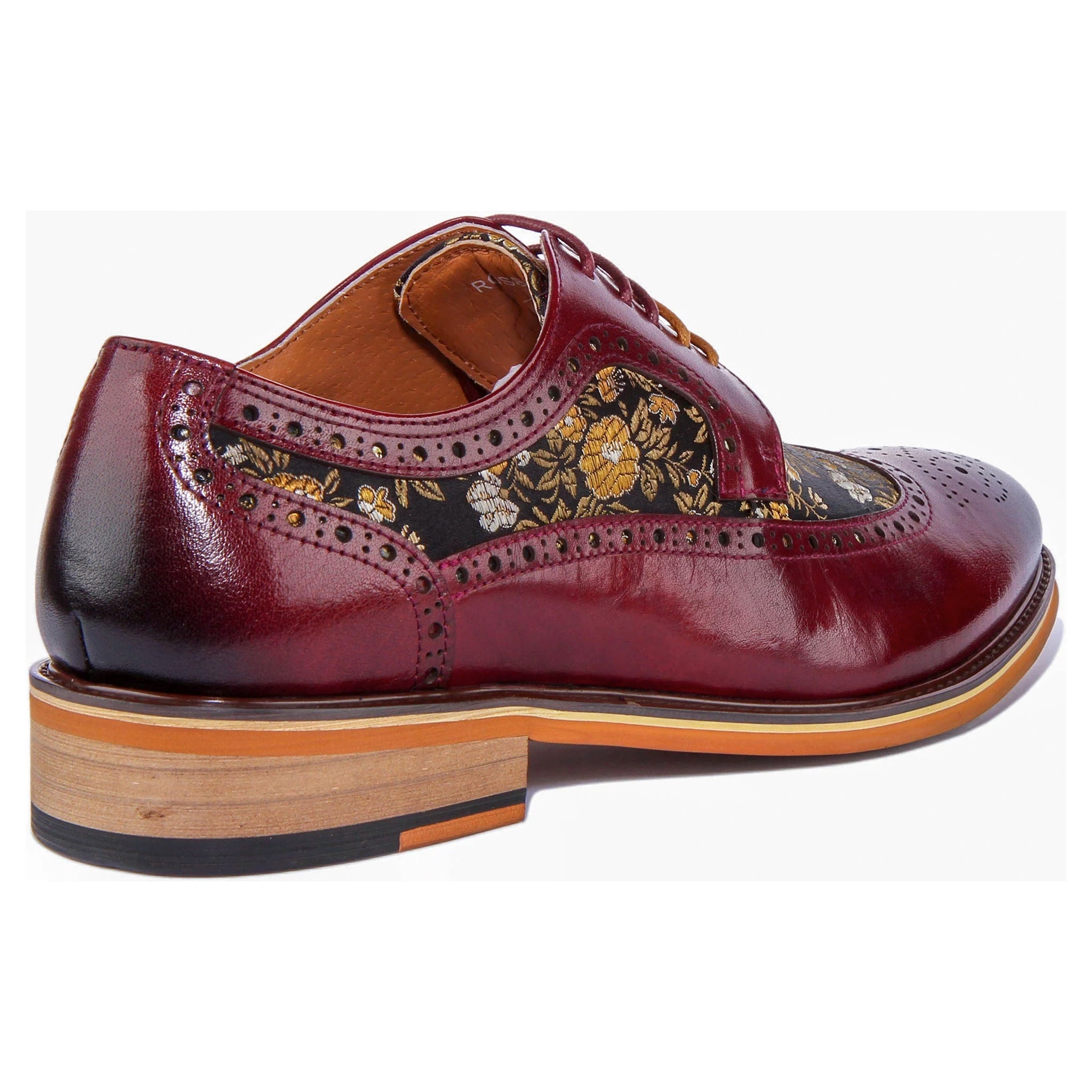 Ross Brogue Shoes in Wine Floral