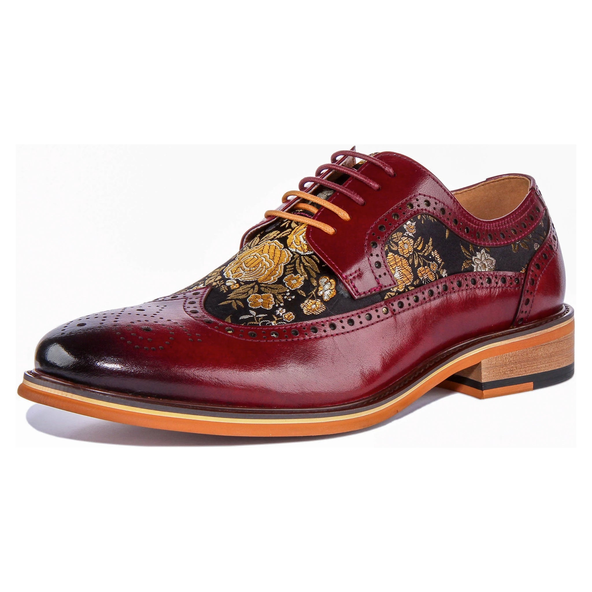 Ross Brogue Shoes in Wine Floral