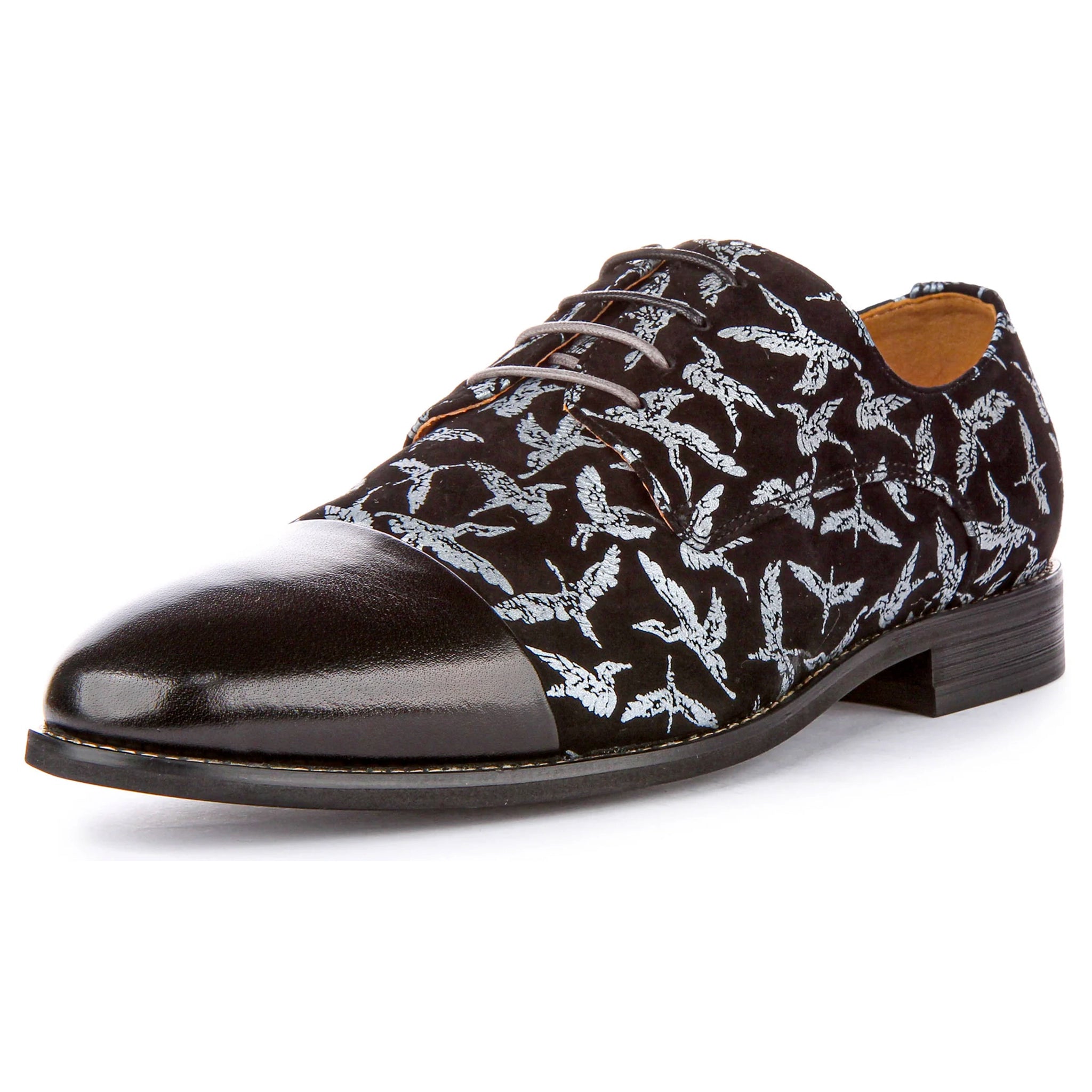 Silas Black Lace Up Bird Print Shoes