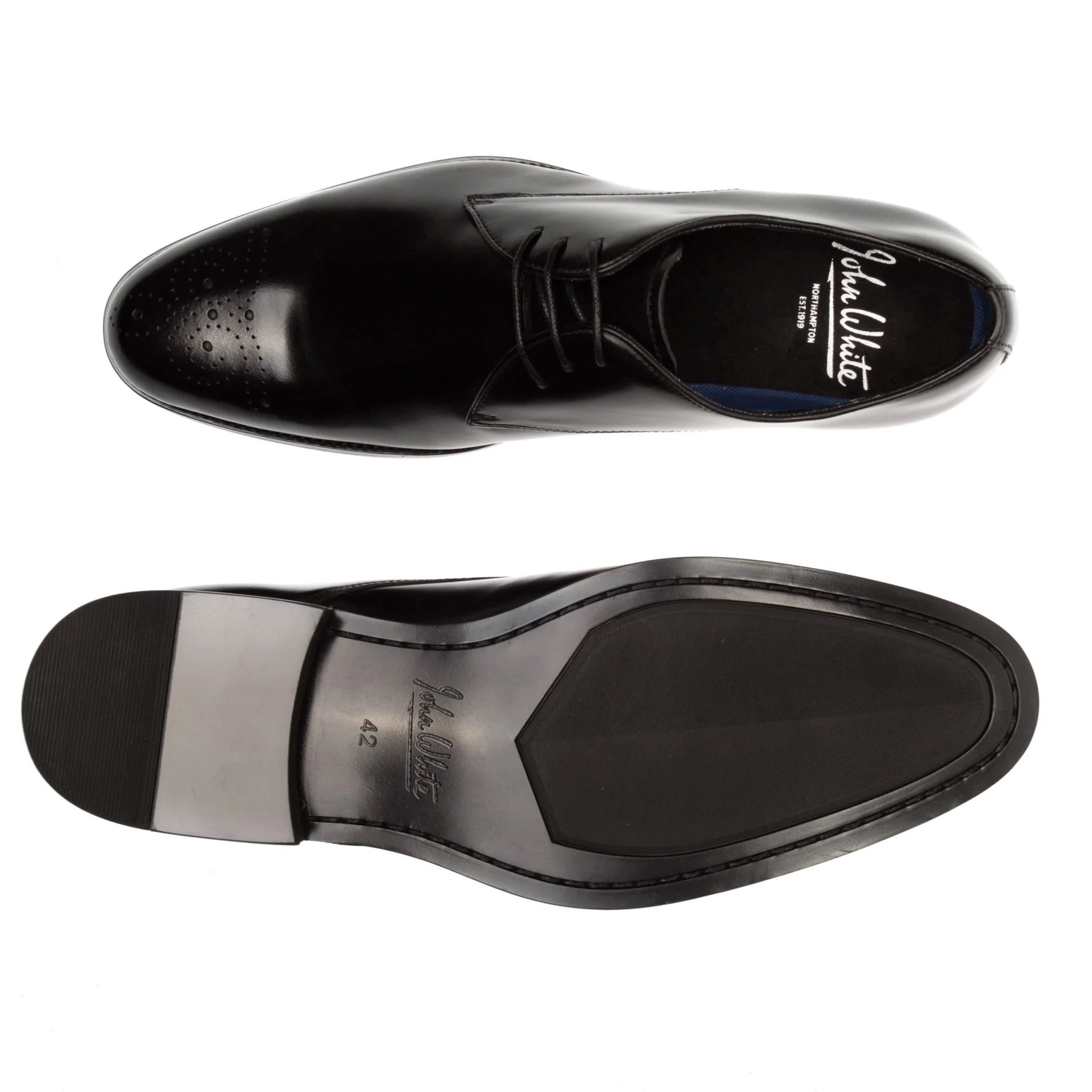 John White Romsey Black Derby Shoes