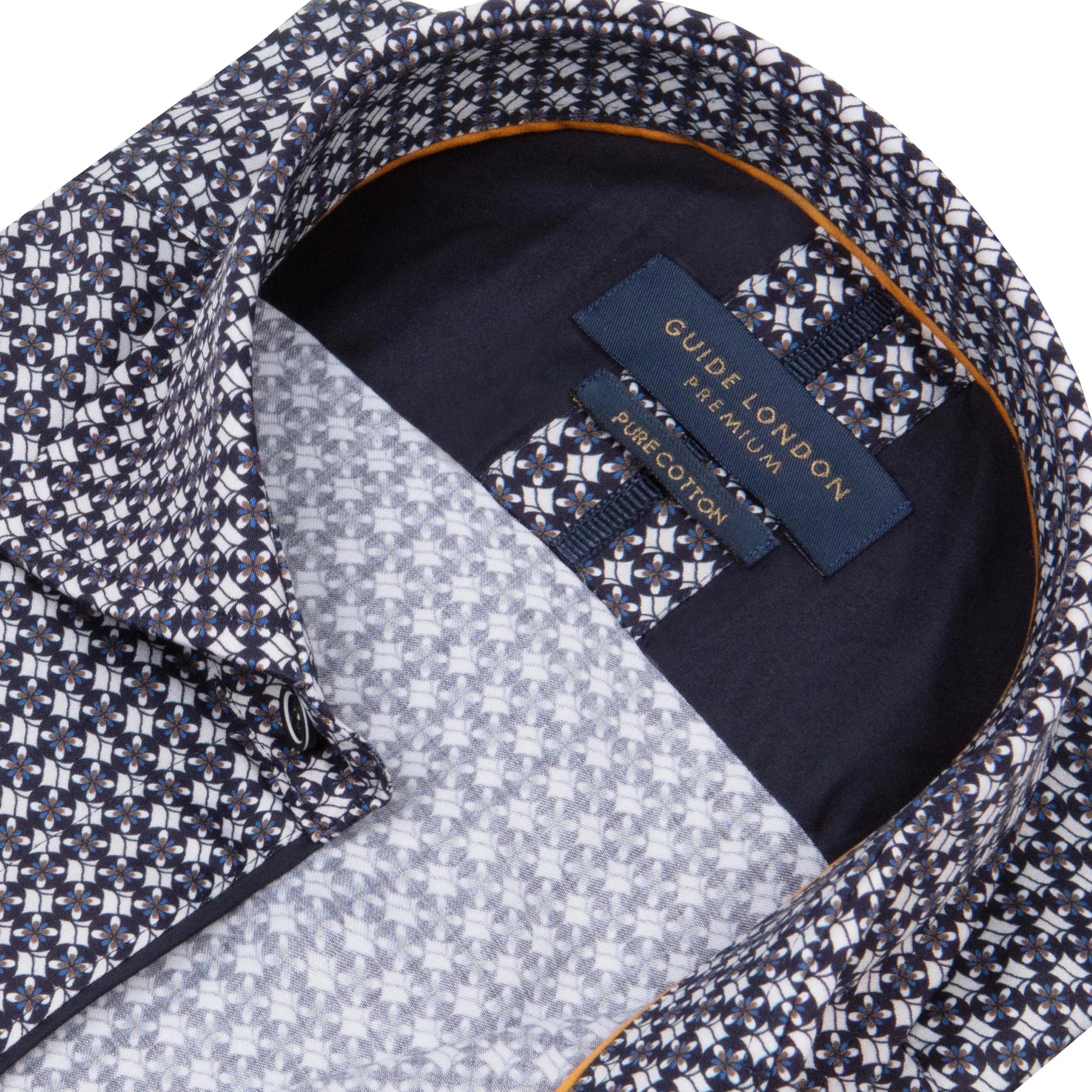 Guide London Navy Geometric Cotton Shirt
