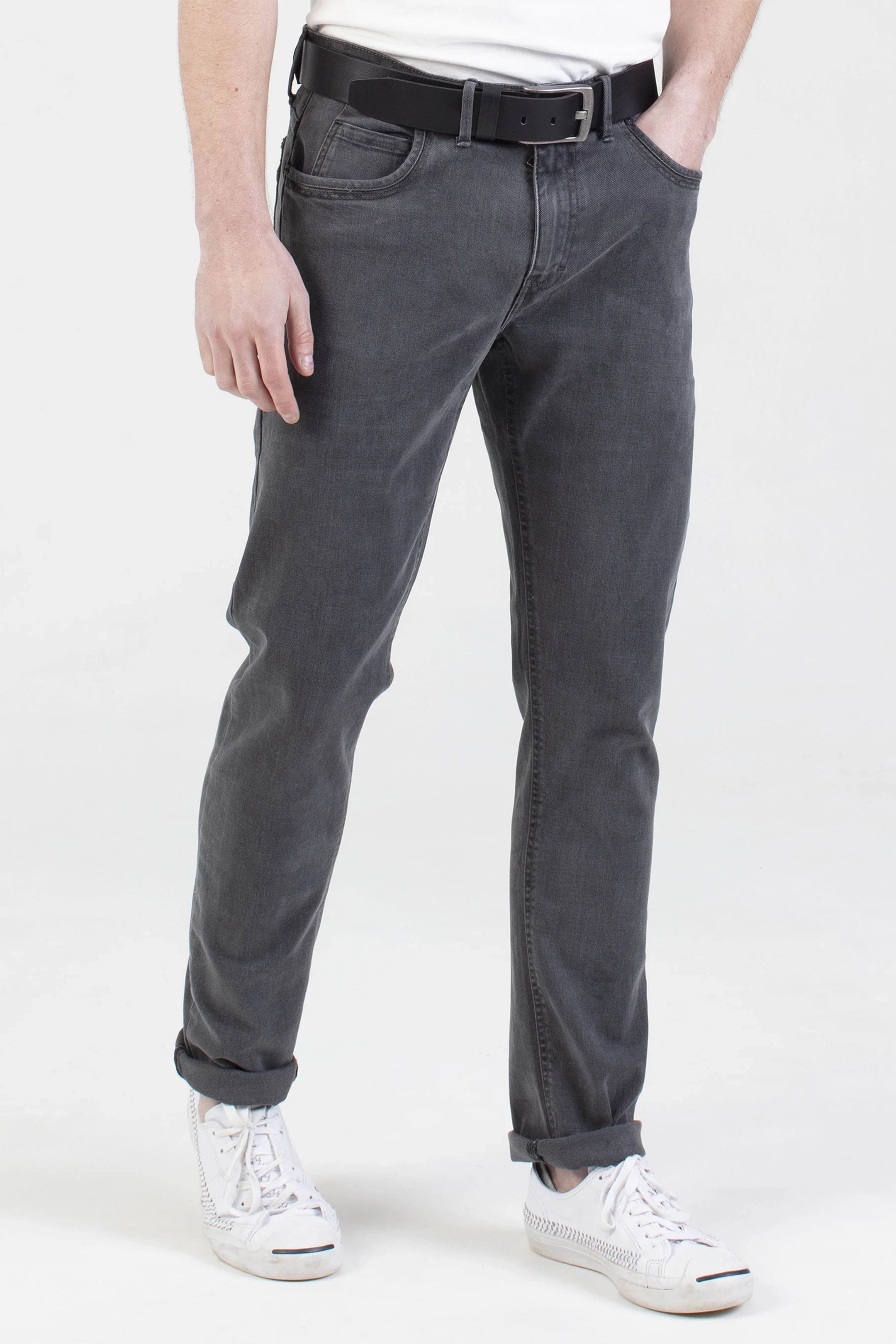 Mish Mash Tapered Fit Mid Stretch Brushed Denim Hawker Dark Grey Jeans