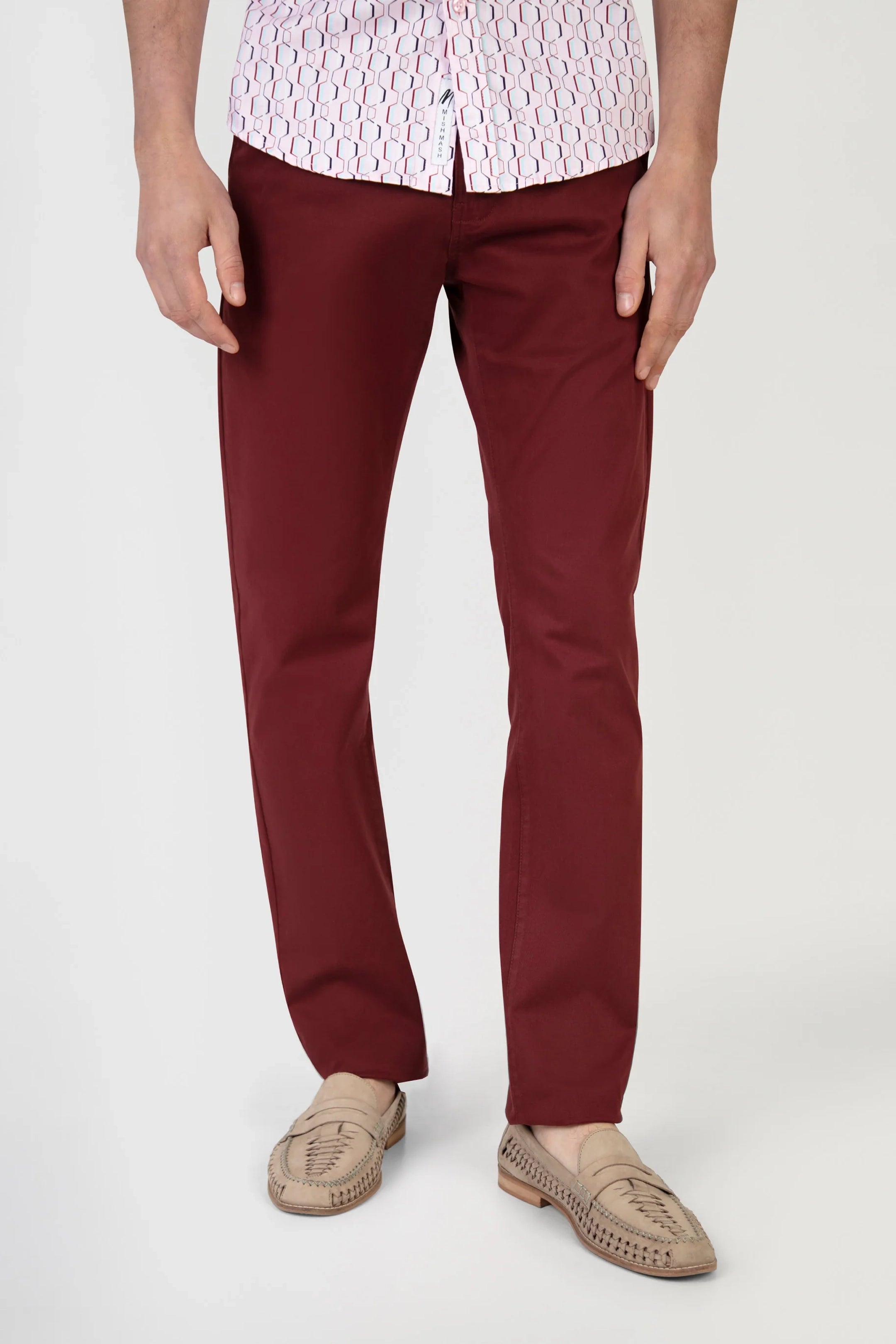 Mish Mash Tapered Fit Bromley Burgundy Chinos