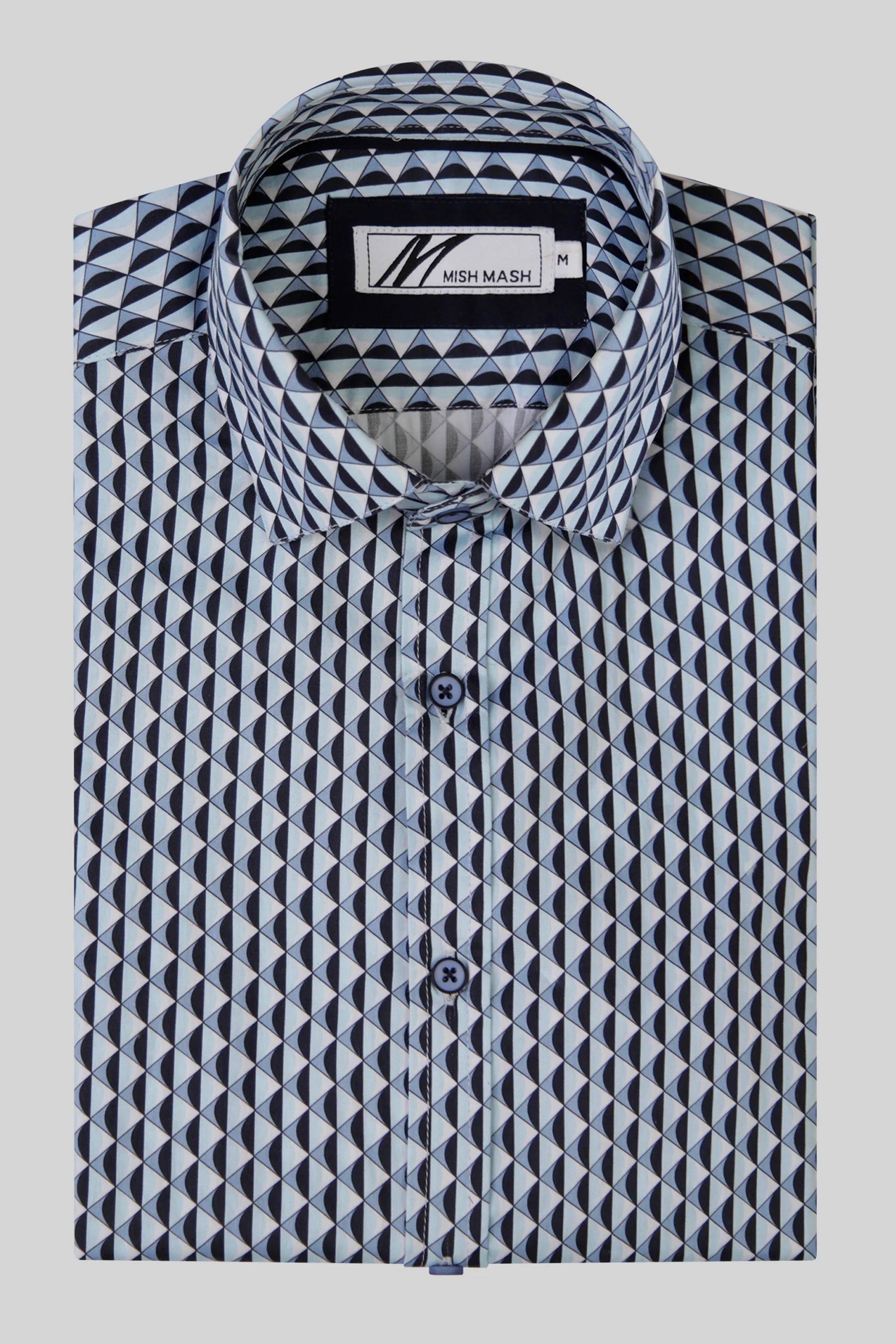 Mish Mash Trento White & Sky Blue Short Sleeve Shirt