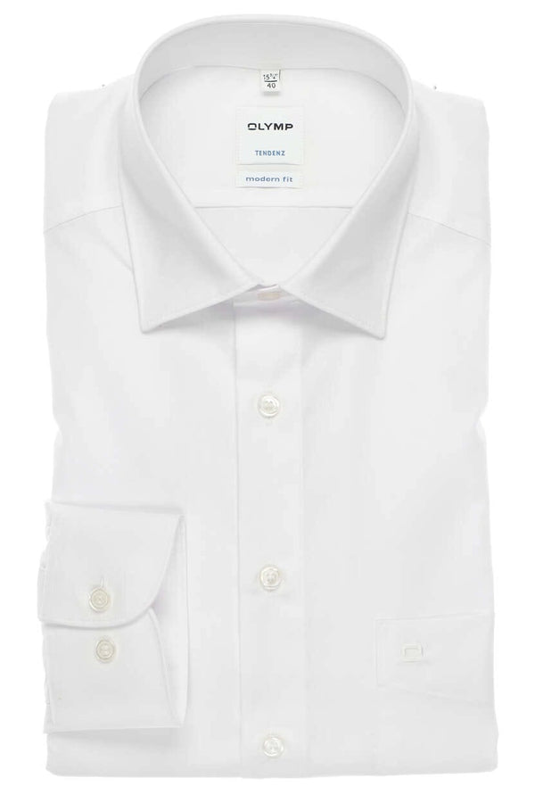 Olymp White Modern Fit Long Sleeve Shirt