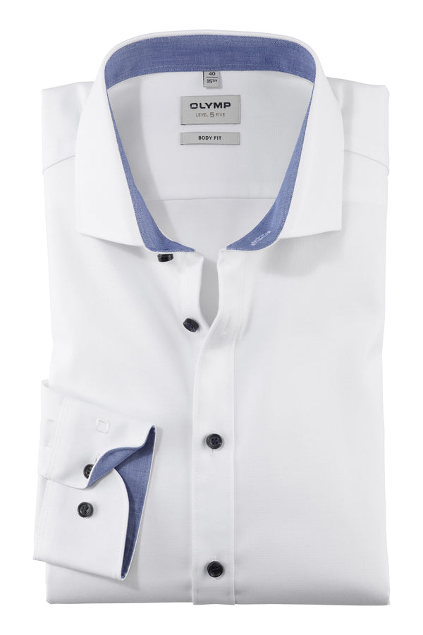 Olymp White Body Fit Long Sleeve Shirt