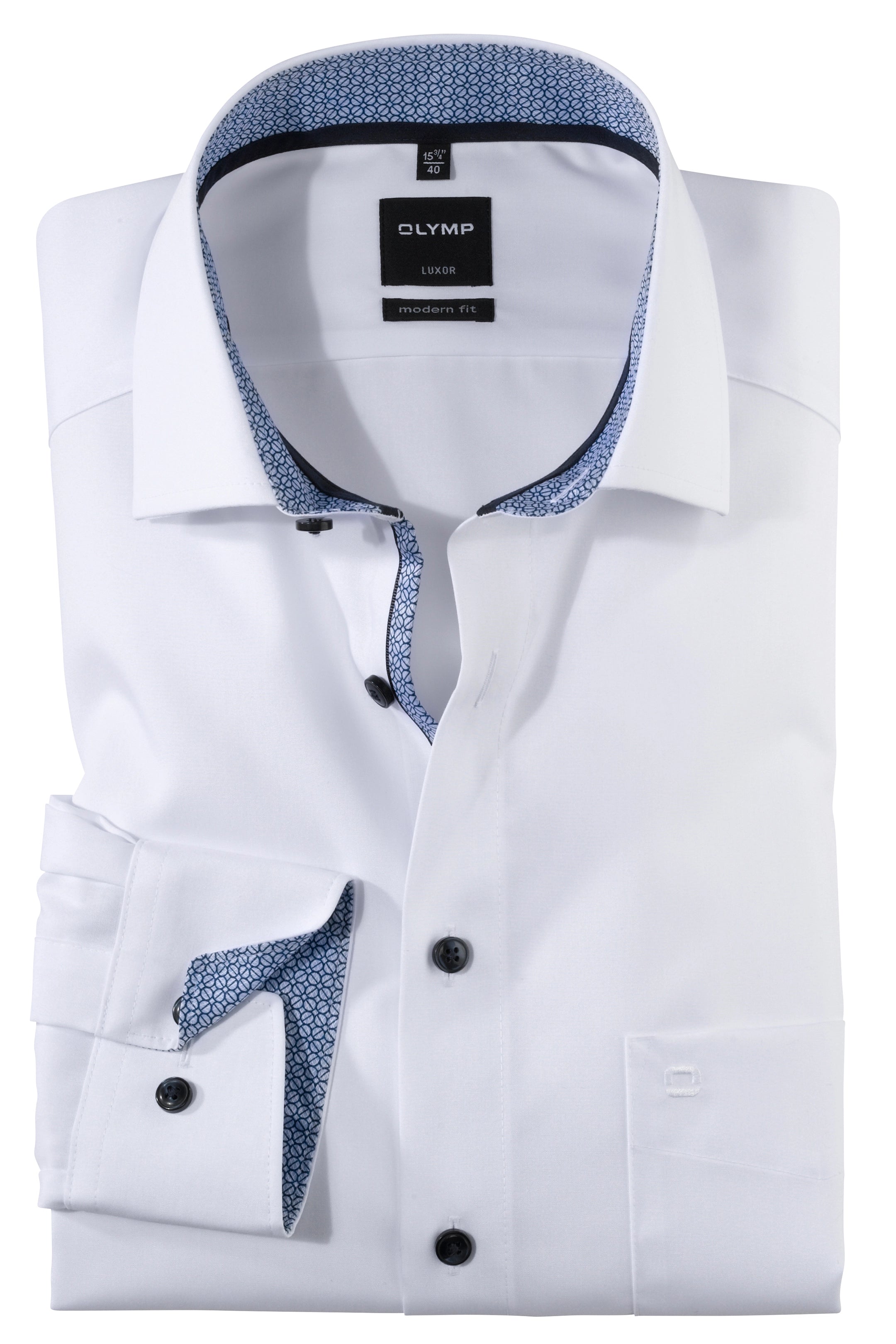 Olymp White Modern Fit Long Sleeve Shirt