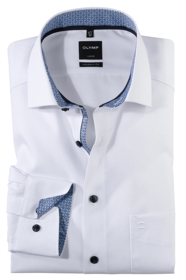 Olymp White Modern Fit Long Sleeve Shirt