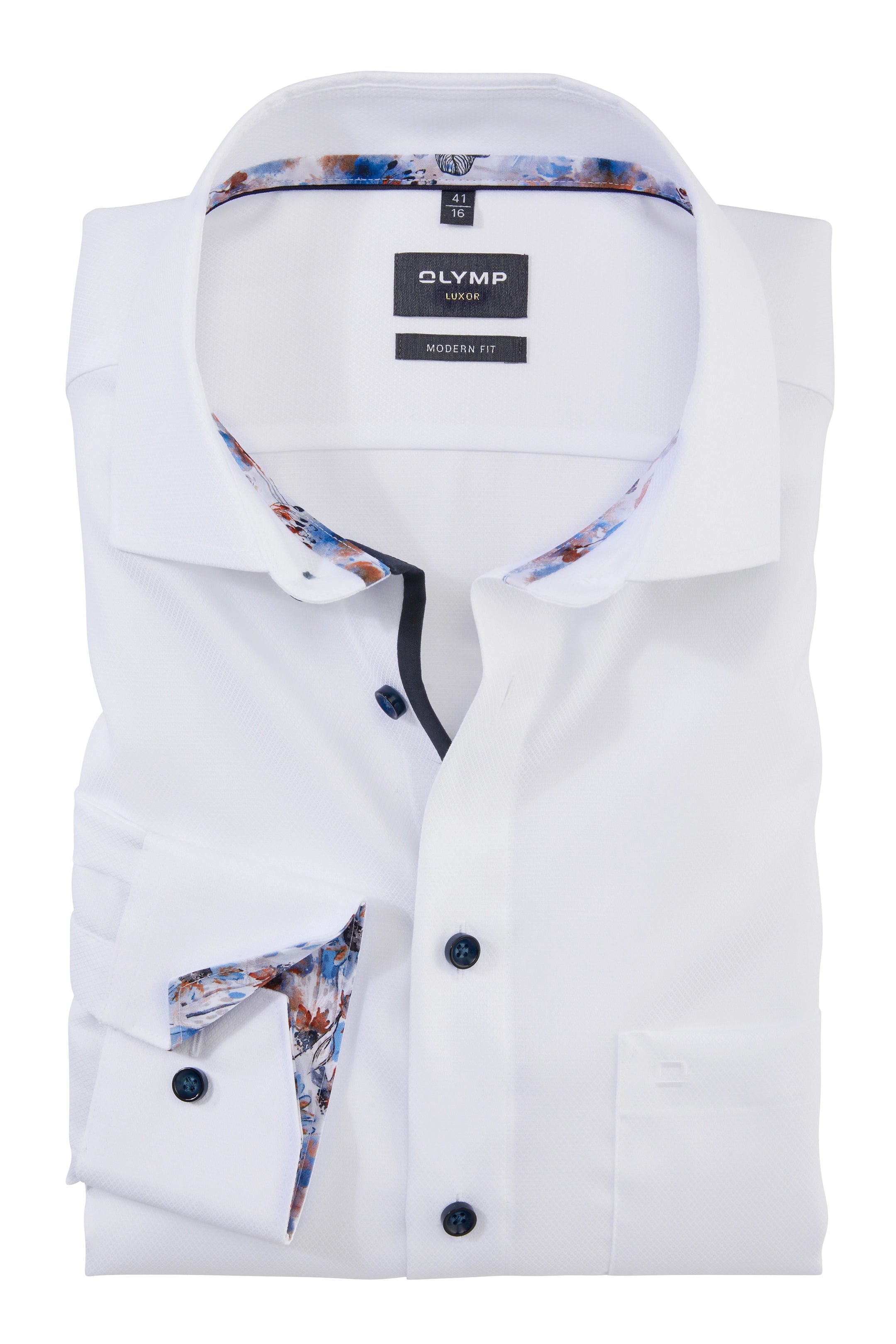 Olymp White Modern Fit Long Sleeve Shirt