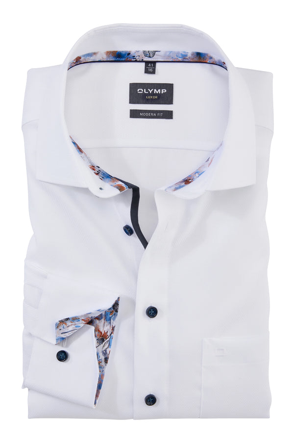 Olymp White Modern Fit Long Sleeve Shirt