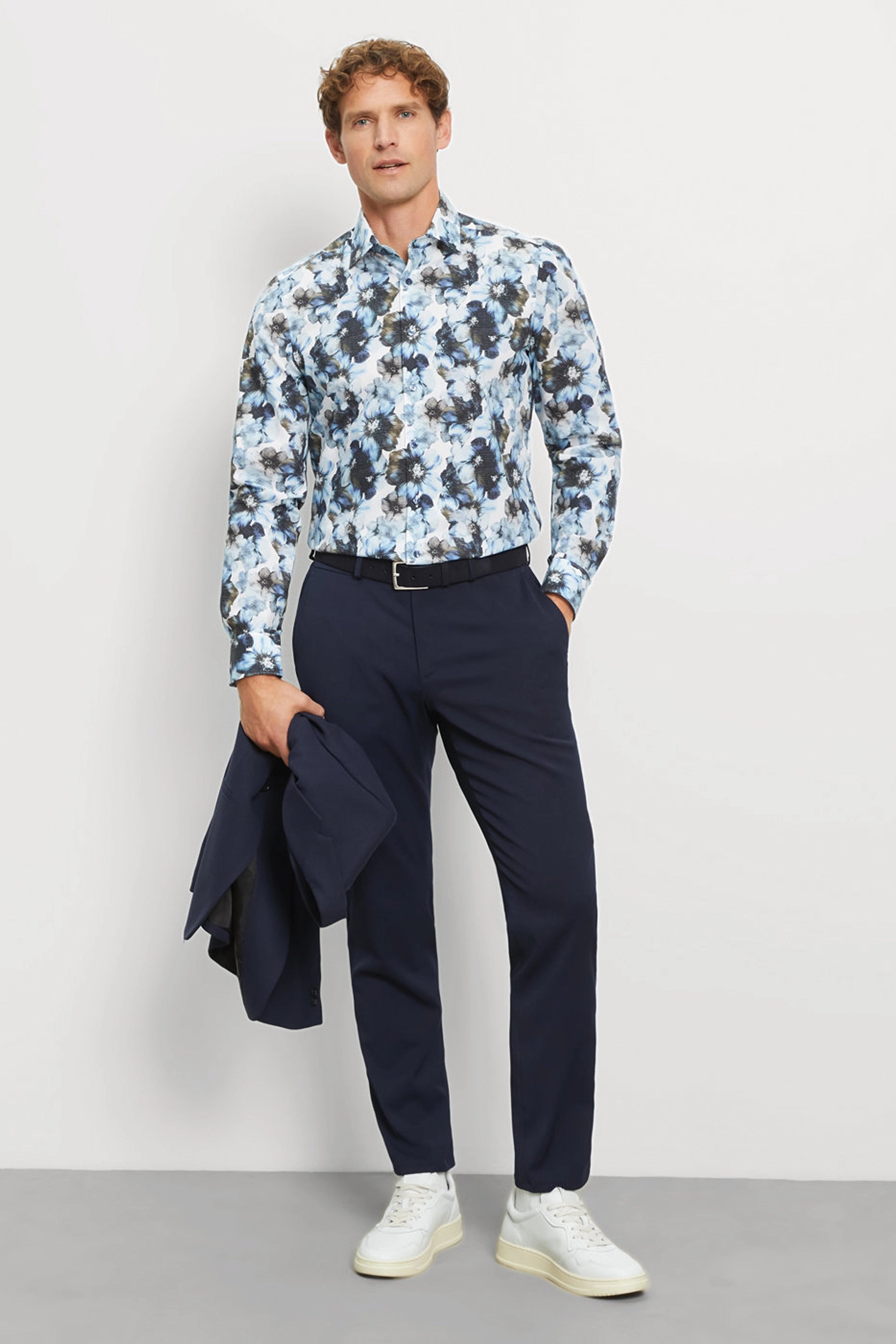 Olymp Body Blue Floral Shirt