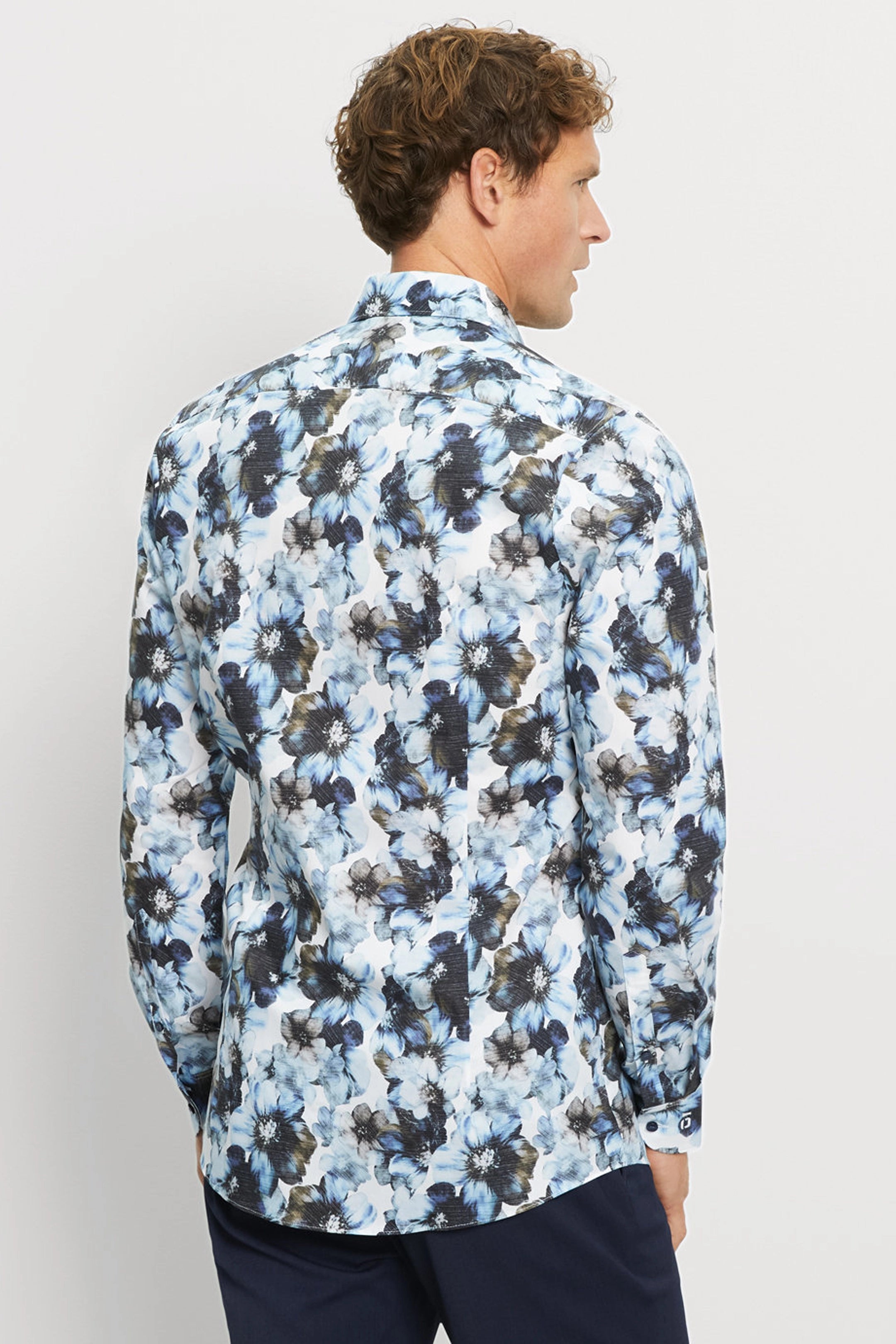 Olymp Body Blue Floral Shirt