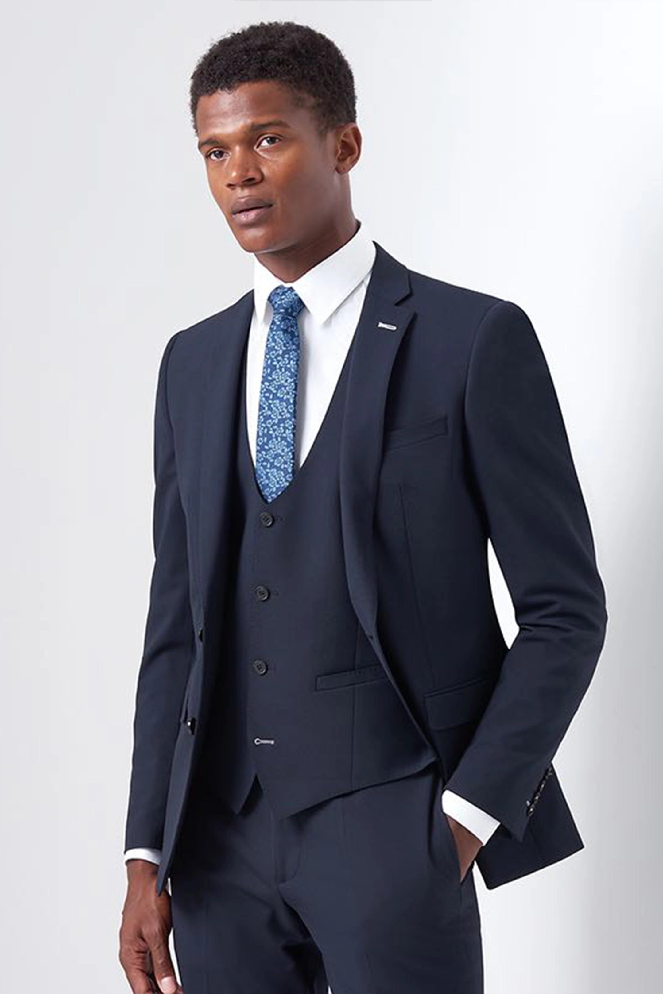 Remus Uomo Luca 50820/78 Slim Fit Wool-Blend Stretch Navy Waistcoat