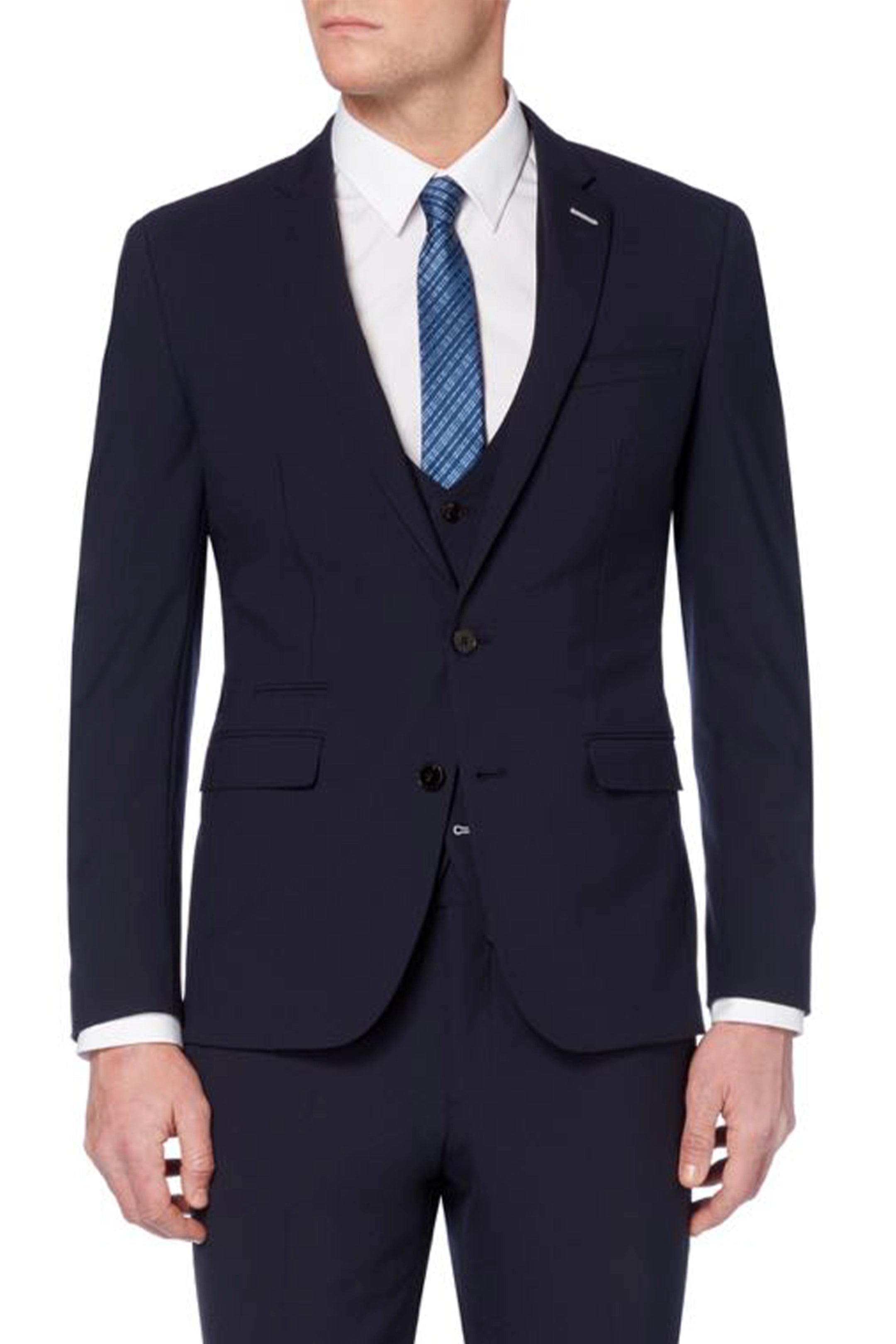 Remus Uomo Luca 50820/78 Slim Fit Wool-Blend Stretch Navy Waistcoat