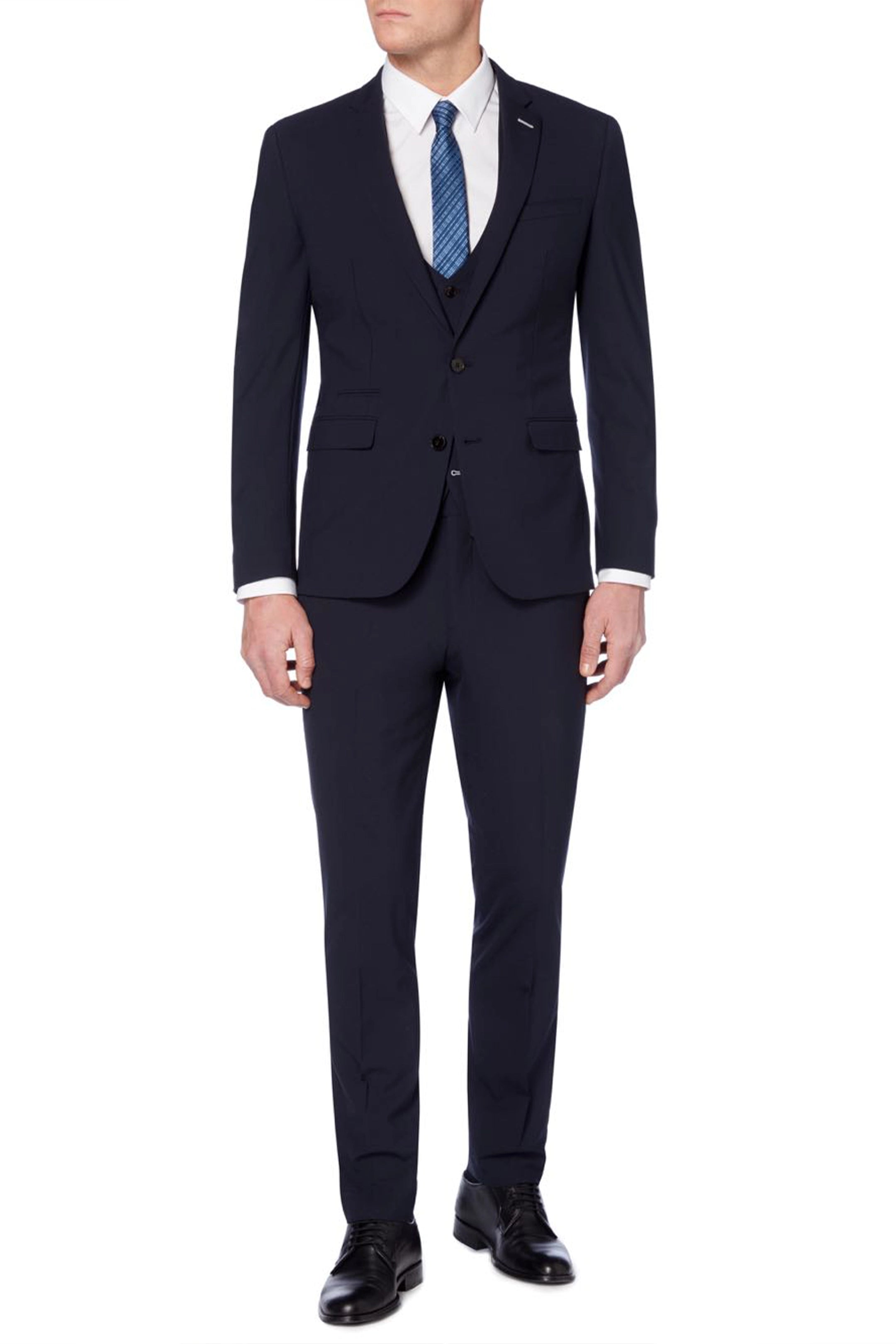 Remus Uomo Luca 50820/78 Slim Fit Wool-Blend Stretch Navy Waistcoat