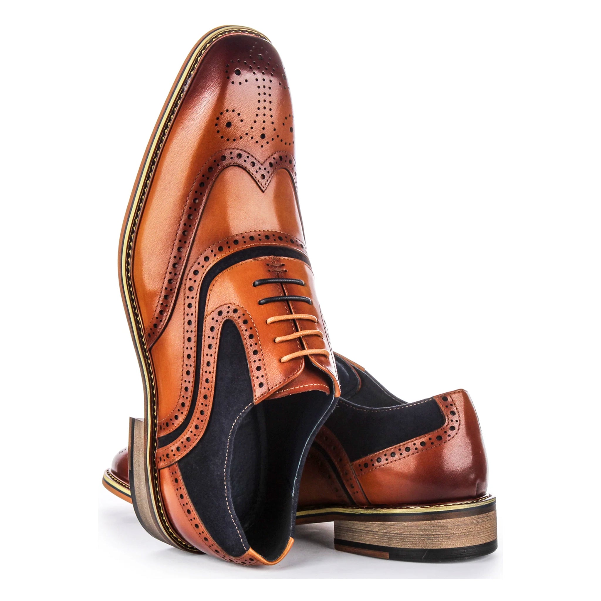 Roman Brogues in Tan/Navy