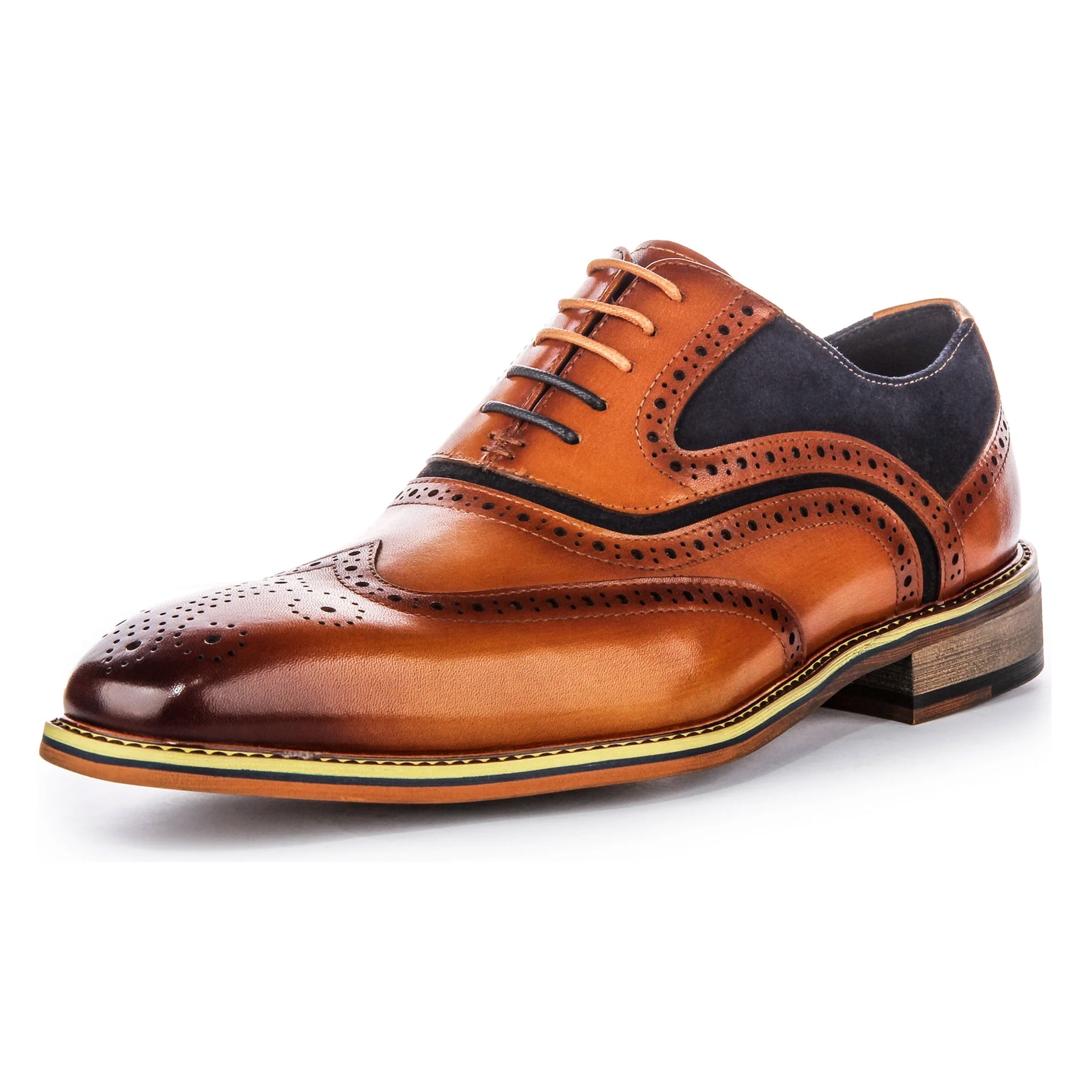 Roman Brogues in Tan/Navy