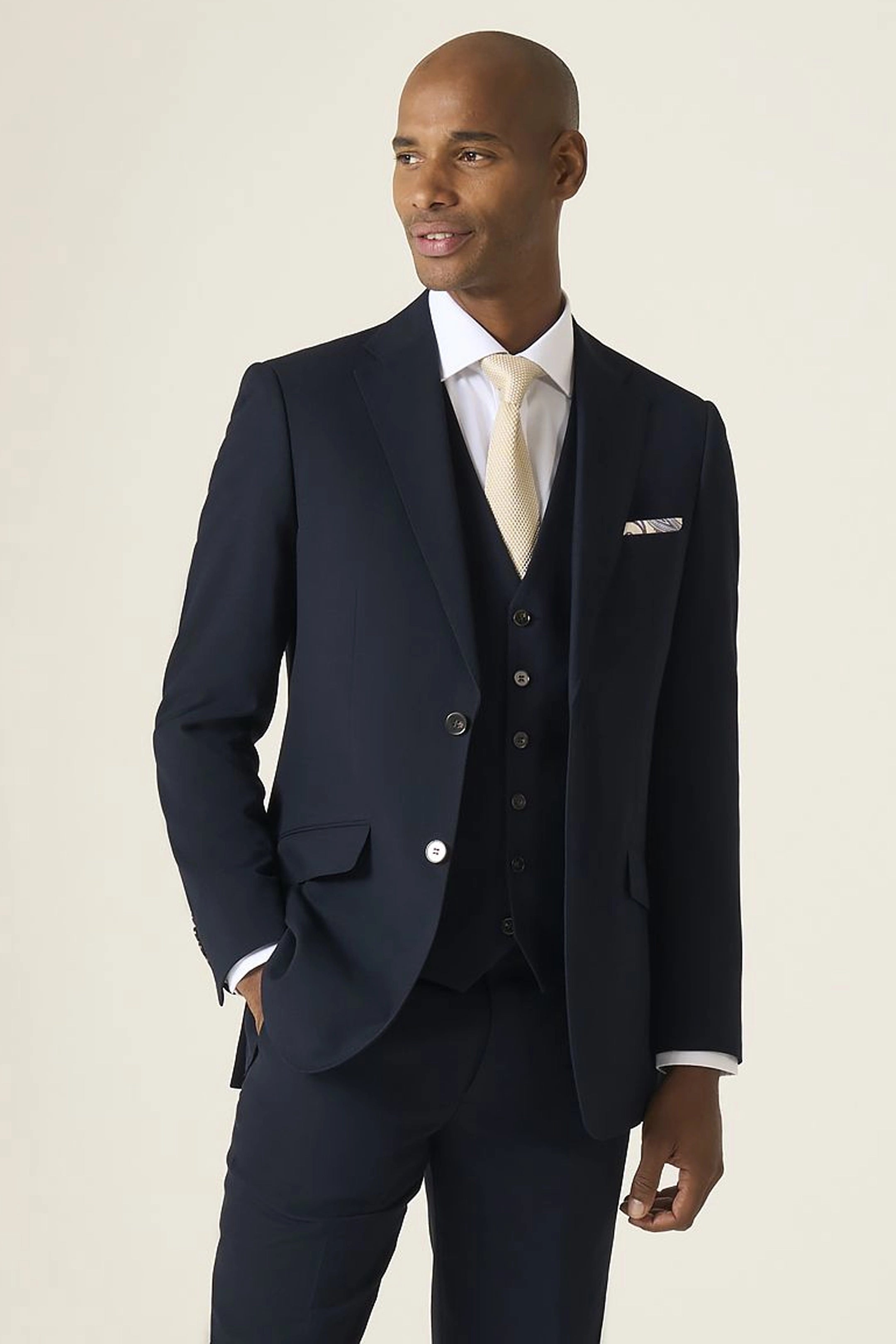 Harcourt Navy Ink Tweed Effect 3 Piece Suit
