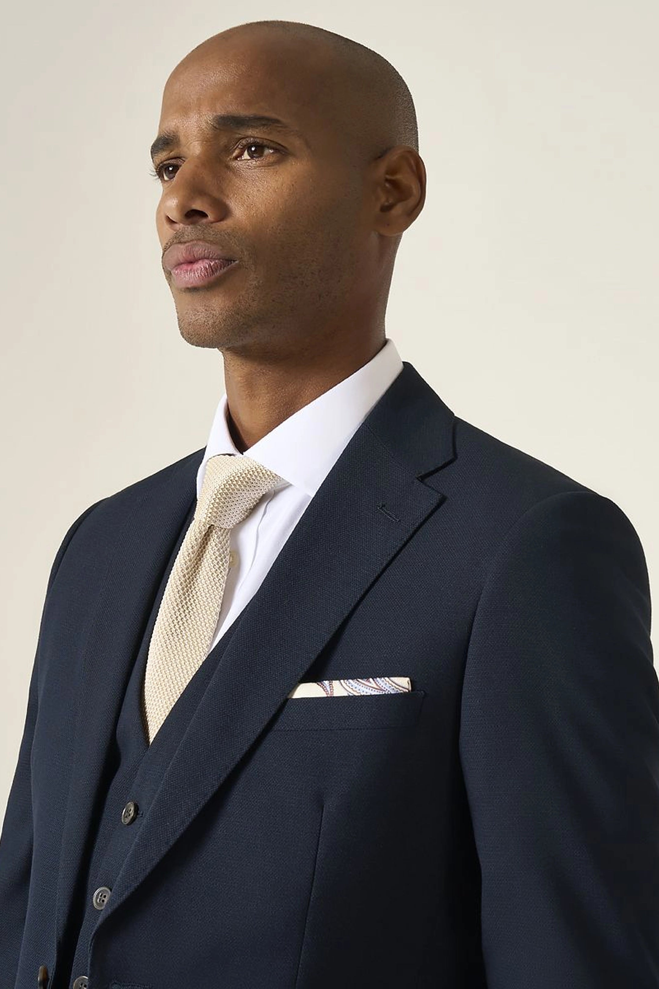 Harcourt Navy Ink Tweed Effect 3 Piece Suit